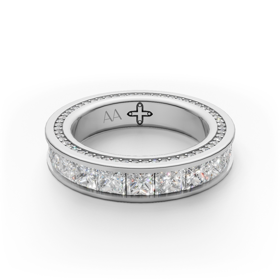 'Apollo' Channel-Set Lab Diamond Princess Cut & Pavé Ring