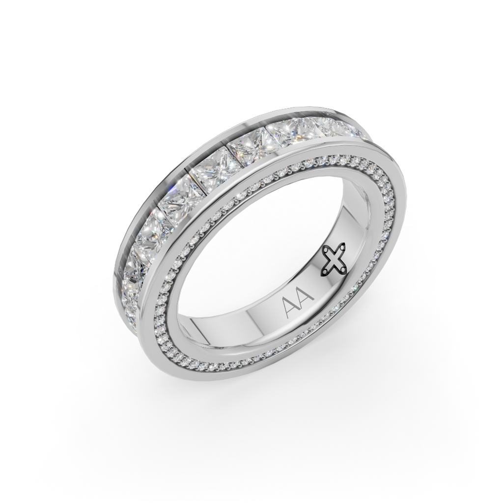 'Apollo' Channel-Set Lab Diamond Princess Cut & Pavé Ring