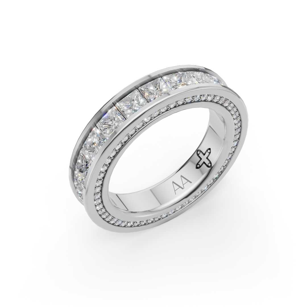 'Apollo' Channel-Set Lab Diamond Princess Cut & Pavé Ring