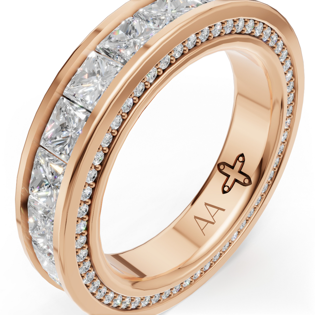 'Apollo' Channel-Set Lab Diamond Princess Cut & Pavé Ring