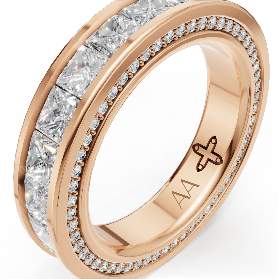 'Apollo' Channel-Set Lab Diamond Princess Cut & Pavé Ring