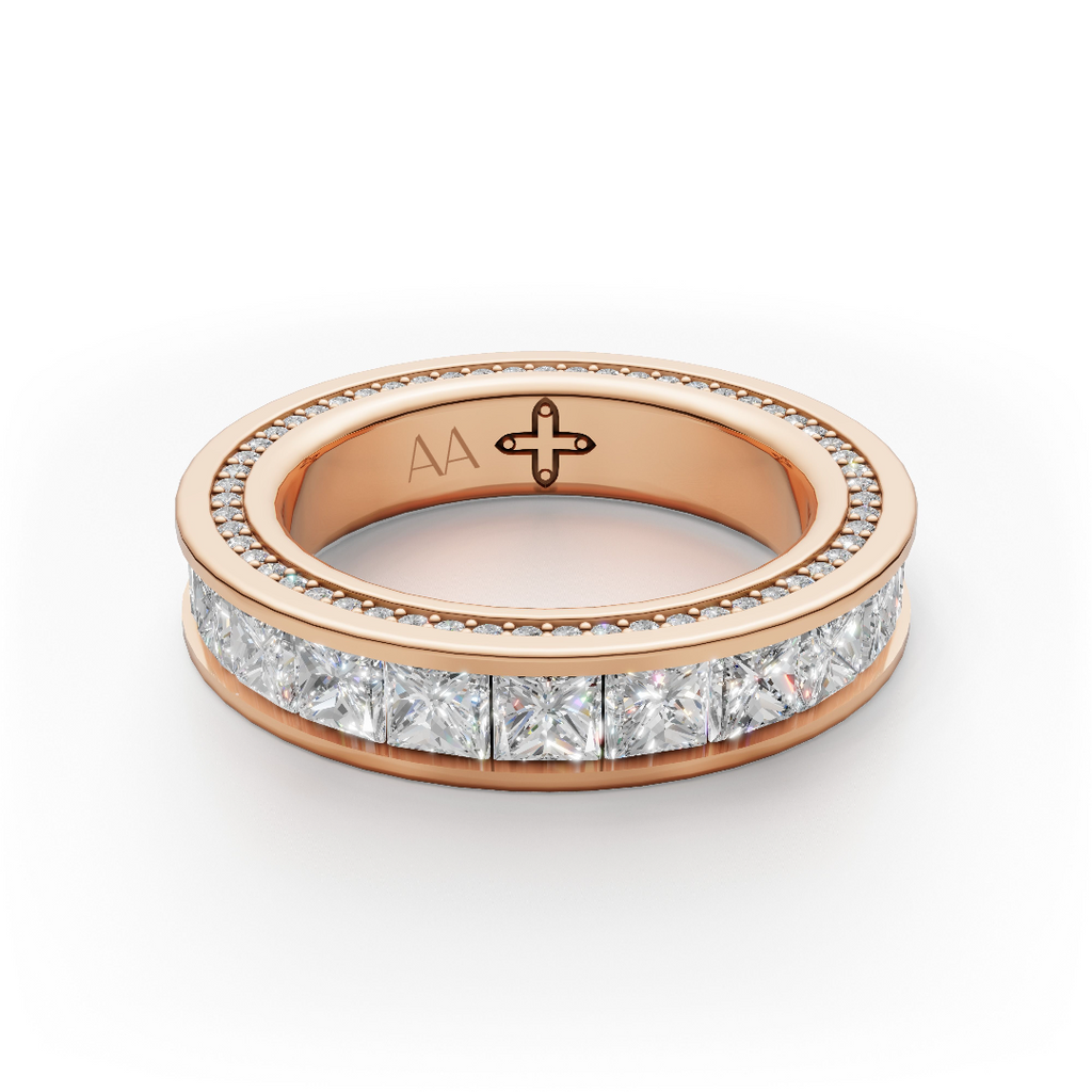 'Apollo' Channel-Set Lab Diamond Princess Cut & Pavé Ring