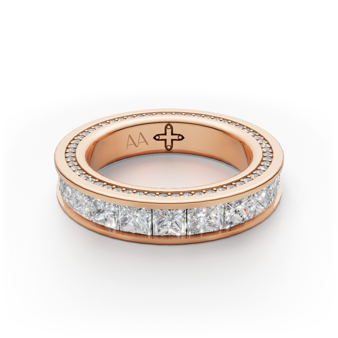 'Apollo' Channel-Set Lab Diamond Princess Cut & Pavé Ring