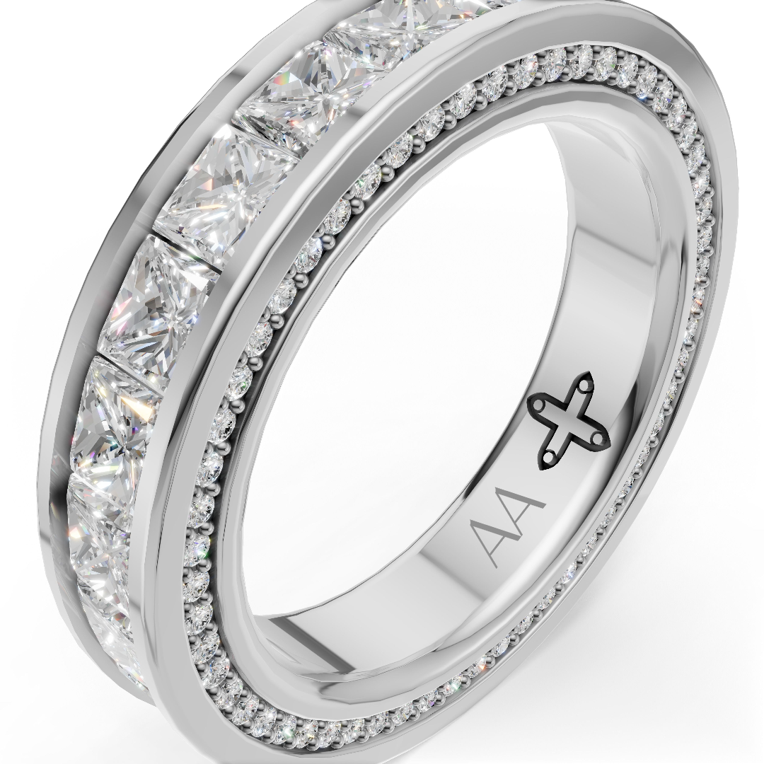 'Apollo' Channel-Set Lab Diamond Princess Cut & Pavé Ring