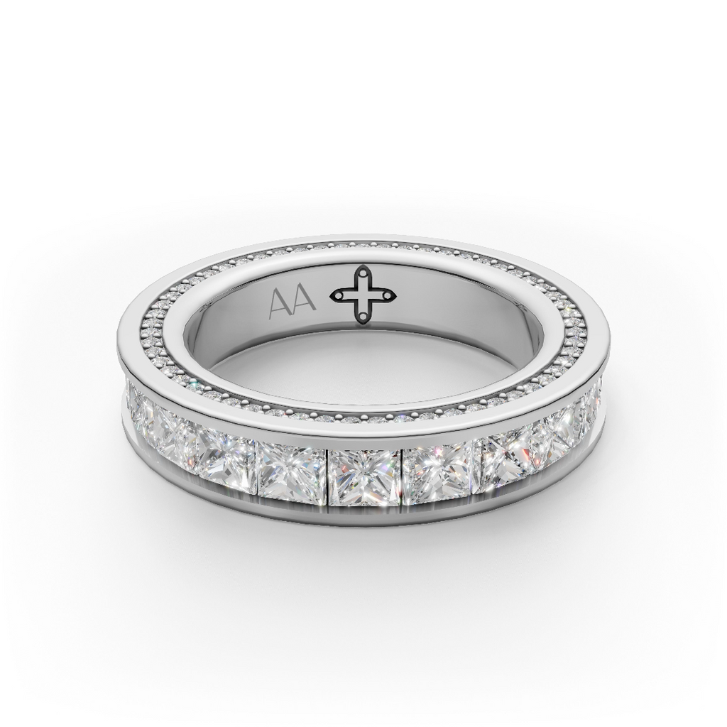 'Apollo' Channel-Set Lab Diamond Princess Cut & Pavé Ring