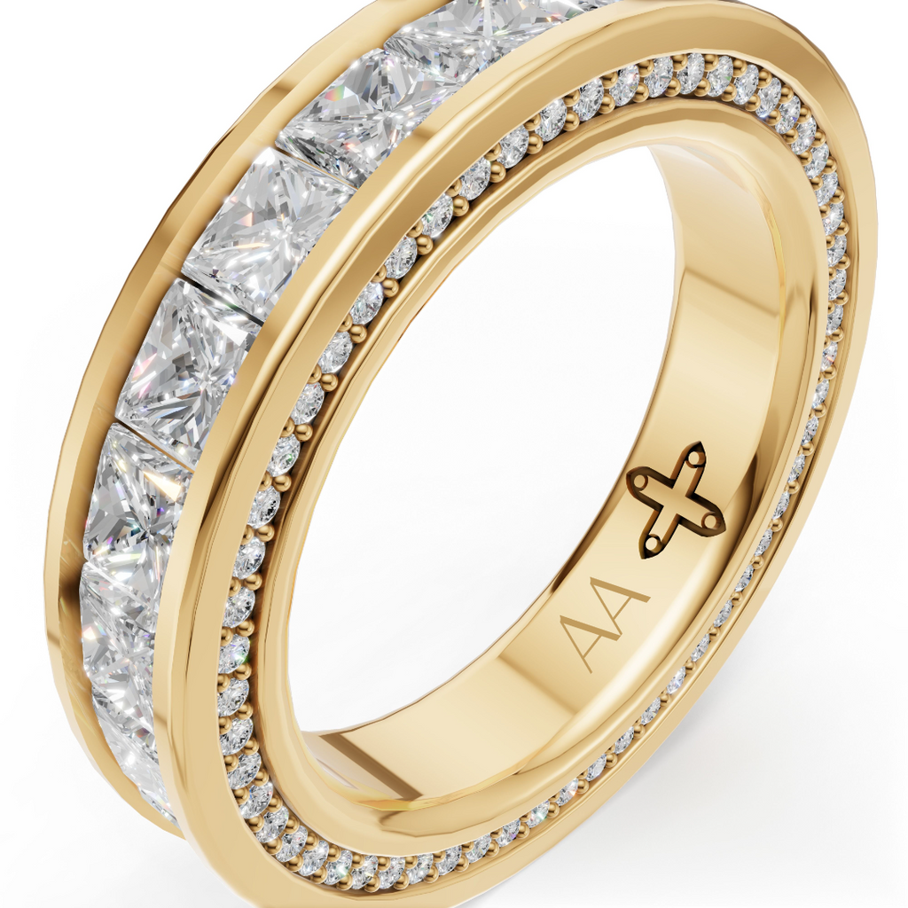 'Apollo' Channel-Set Lab Diamond Princess Cut & Pavé Ring