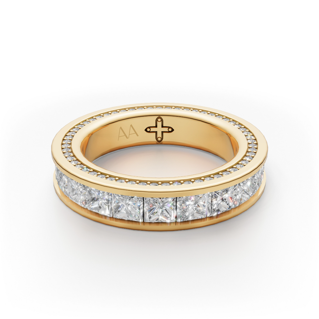 'Apollo' Channel-Set Lab Diamond Princess Cut & Pavé Ring