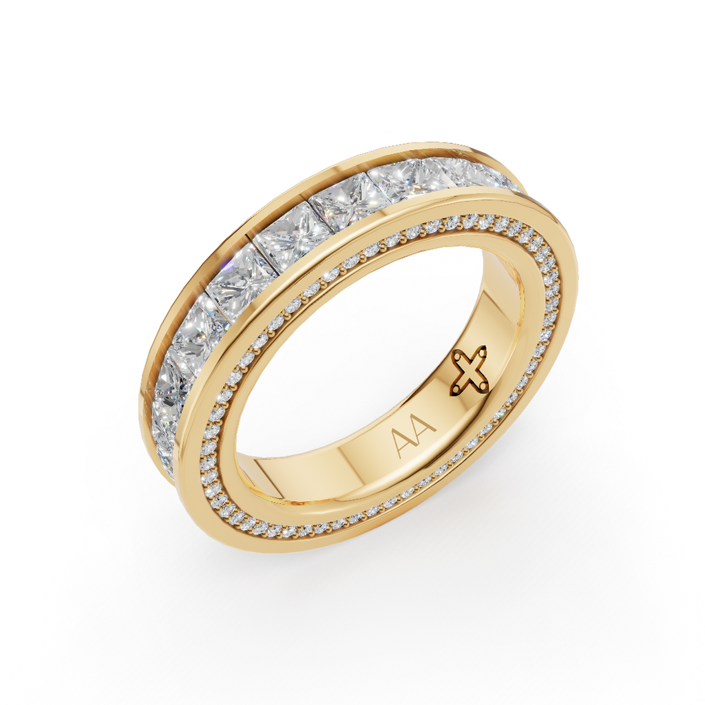 'Apollo' Channel-Set Lab Diamond Princess Cut & Pavé Ring