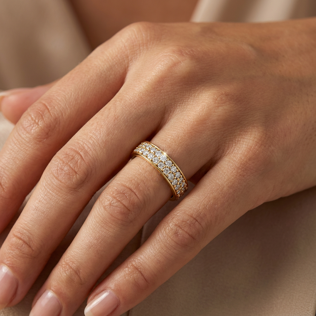 'Diana' Lab Diamond Dual Pavé, Eternity Band