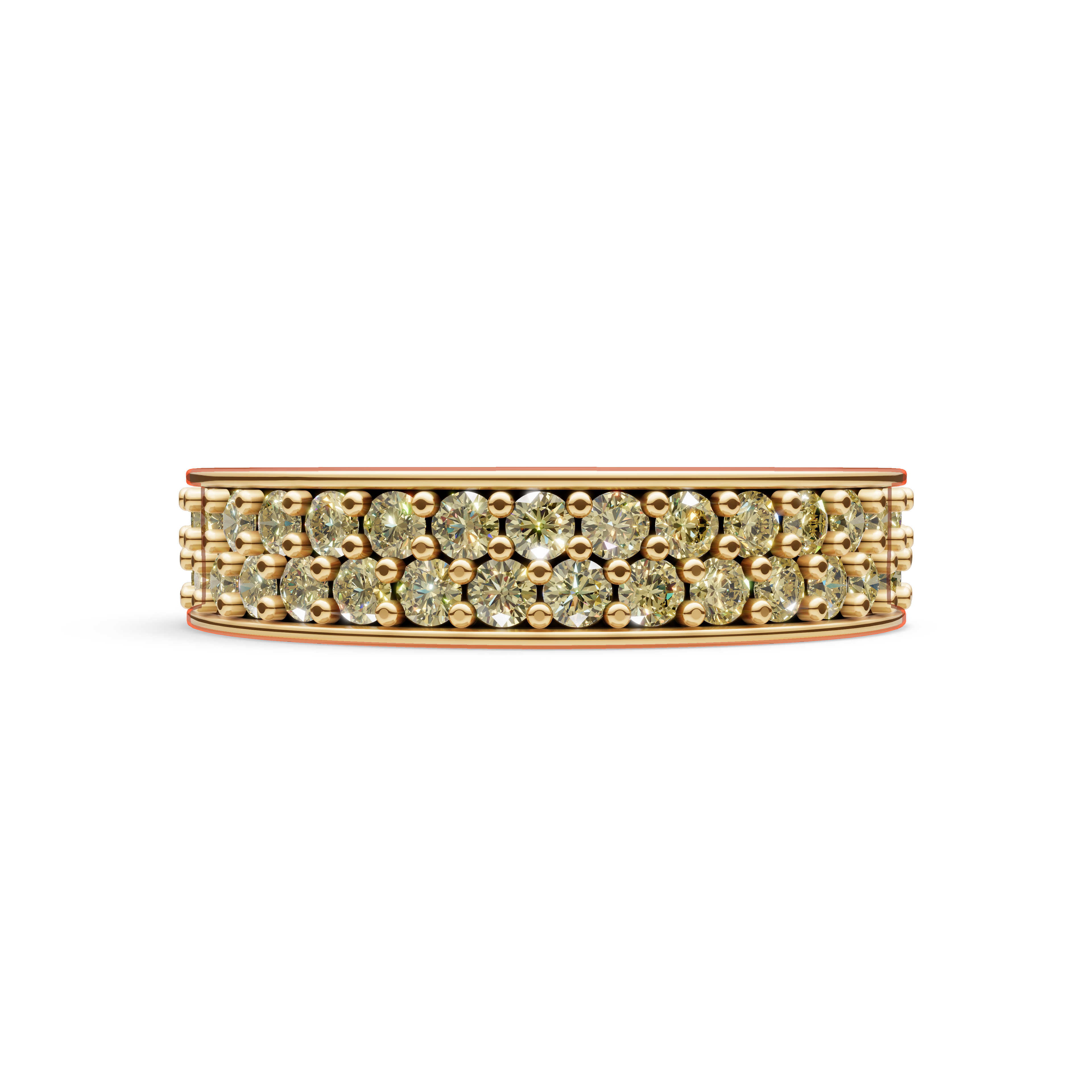 'Diana' Fancy Champagne Natural Diamond Dual Pavé, Eternity Band