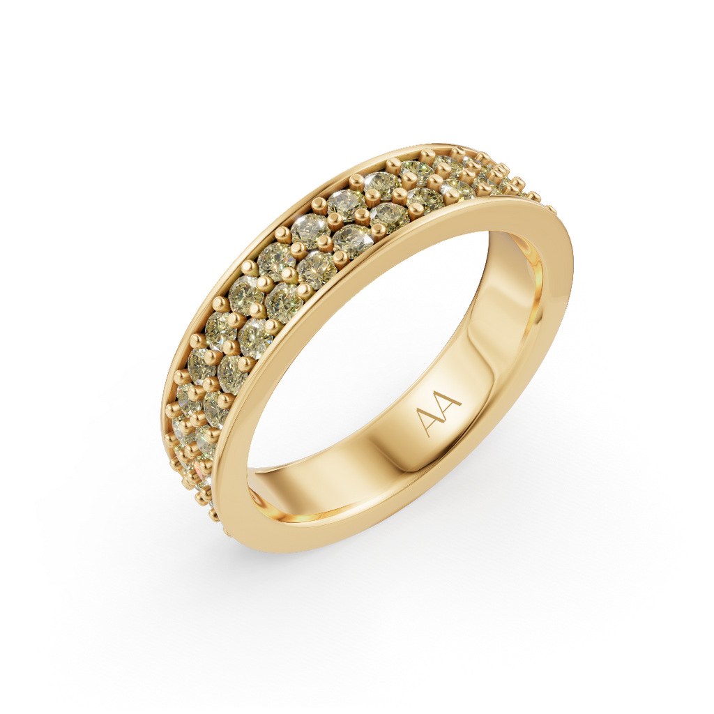 'Diana' Fancy Champagne Natural Diamond Dual Pavé, Eternity Band