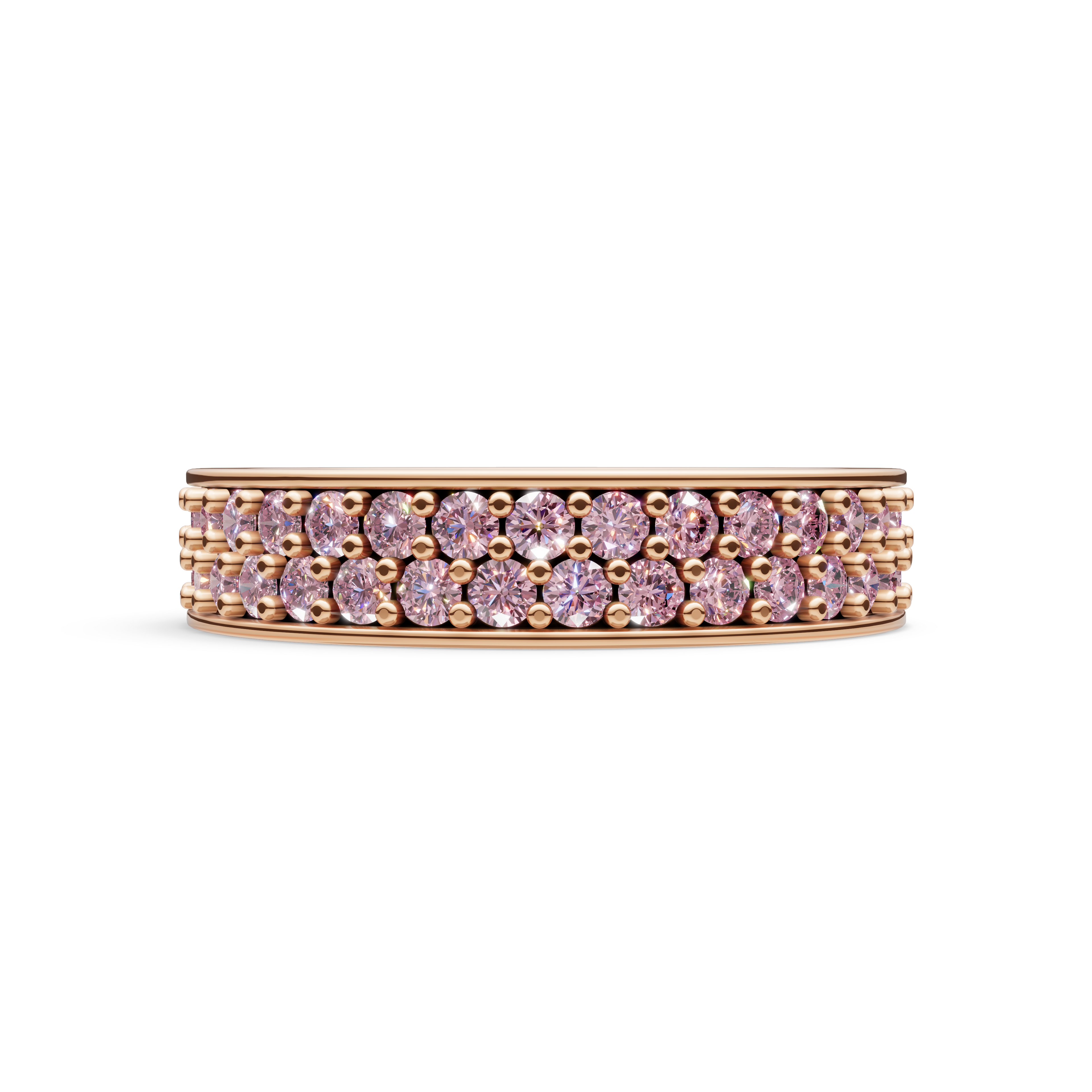 'Diana' Fancy Intense Pink Lab Diamond Dual Pavé, Eternity Band