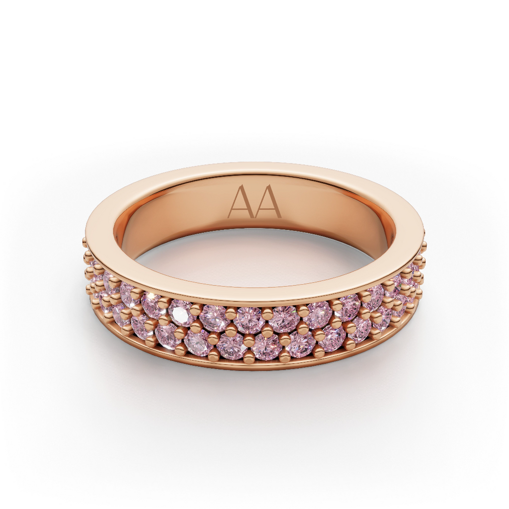 'Diana' Fancy Intense Pink Lab Diamond Dual Pavé, Eternity Band