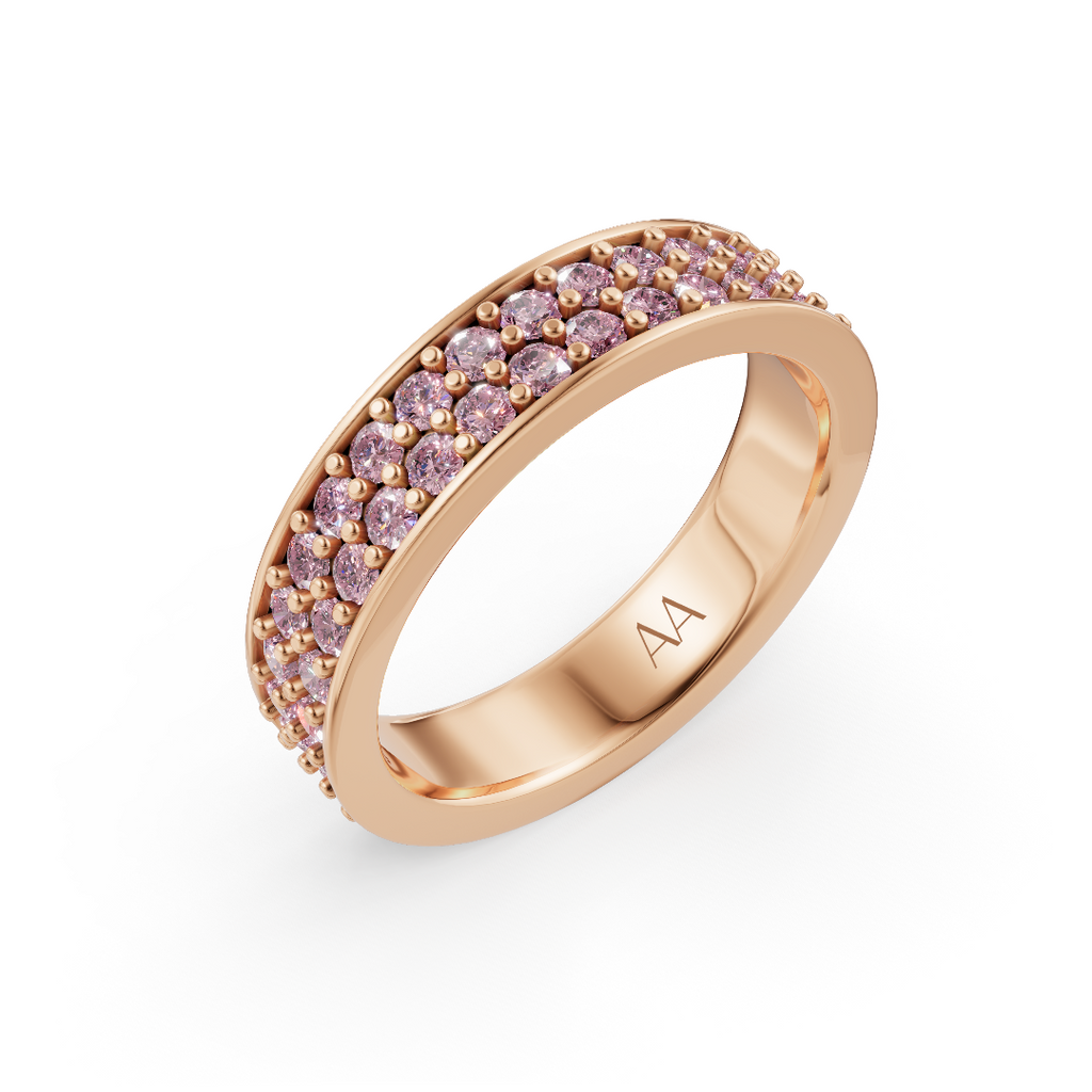 'Diana' Fancy Intense Pink Lab Diamond Dual Pavé, Eternity Band