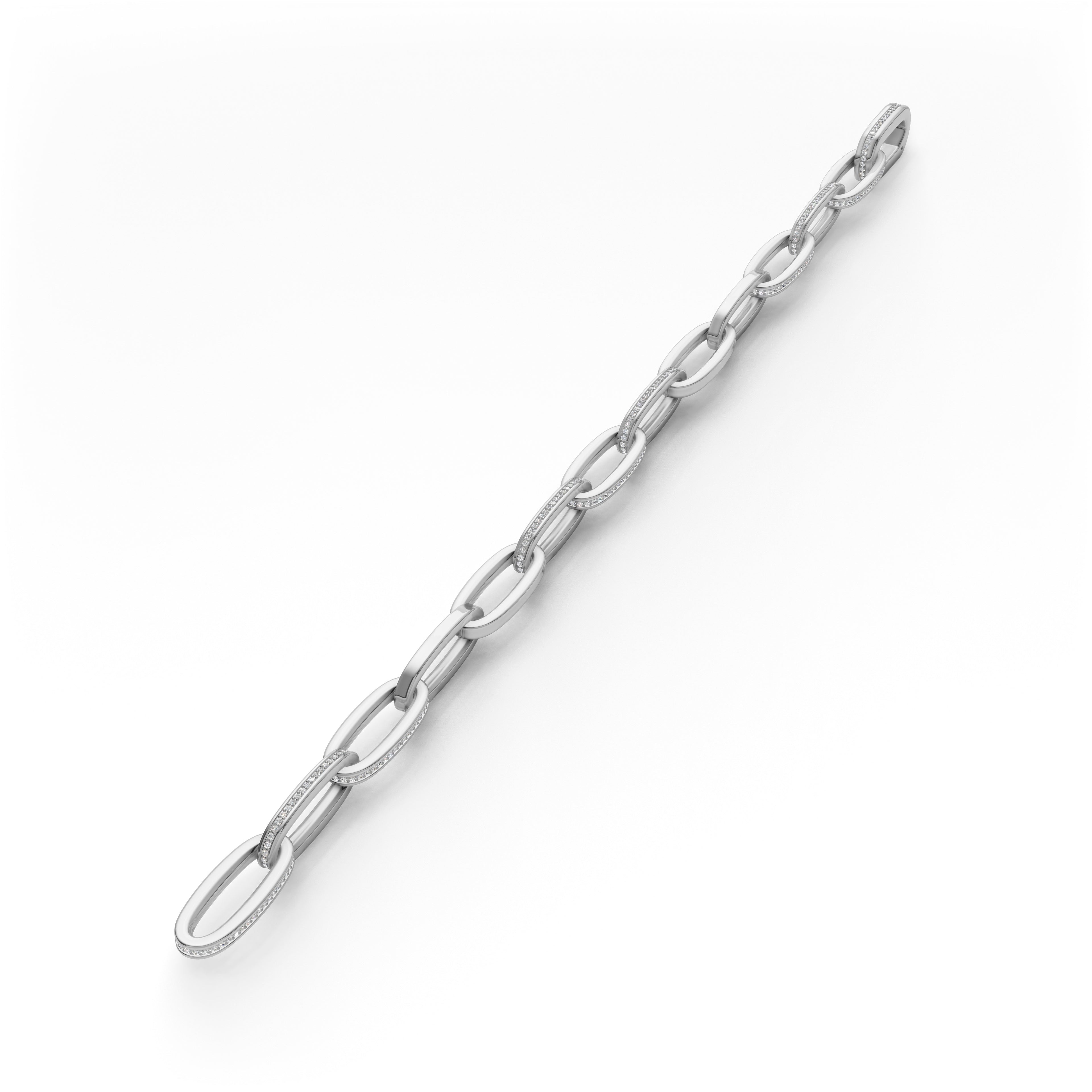 'Diana' Lab Diamond Pavé & High Polish, Semi-set Small Link Bracelet