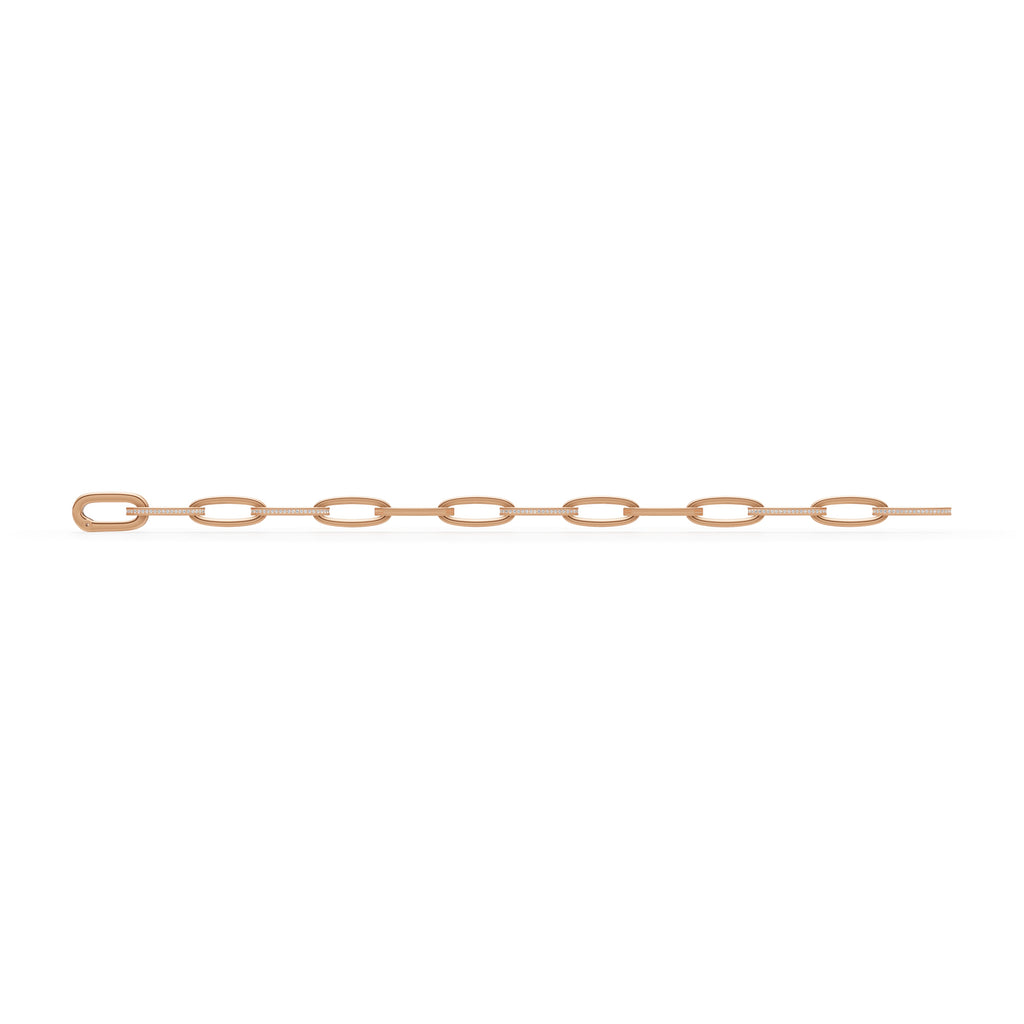 'Diana' Lab Diamond Pavé & High Polish, Semi-set Small Link Bracelet