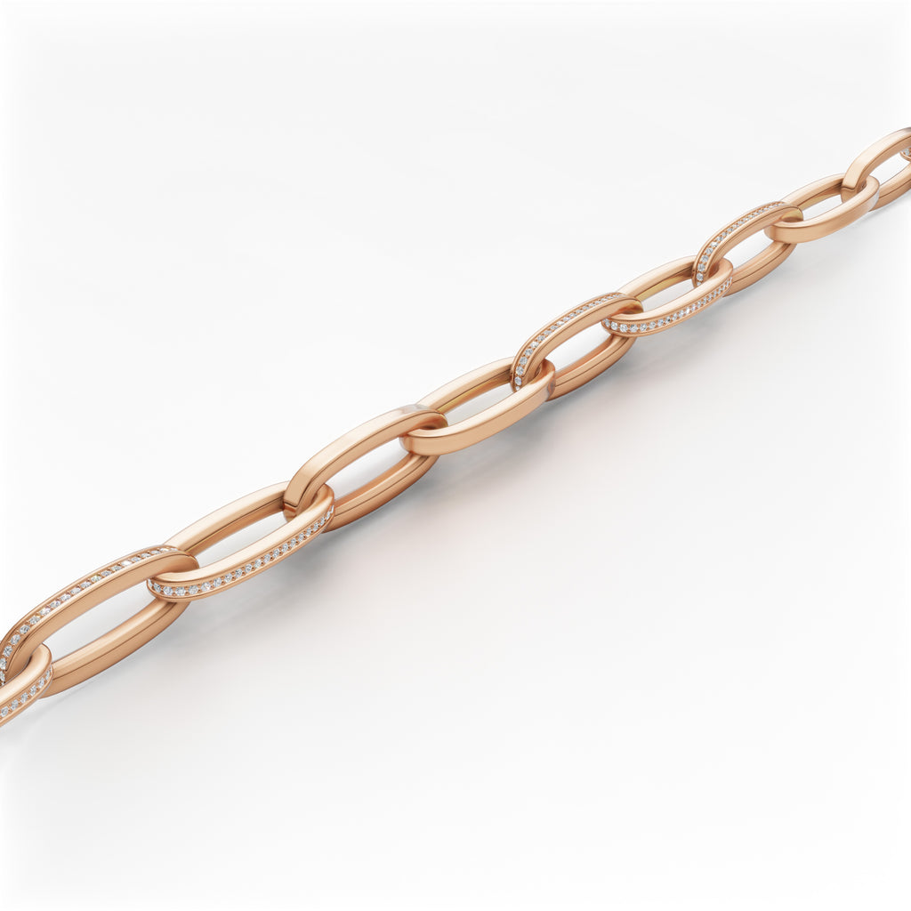 'Diana' Lab Diamond Pavé & High Polish, Semi-set Small Link Bracelet