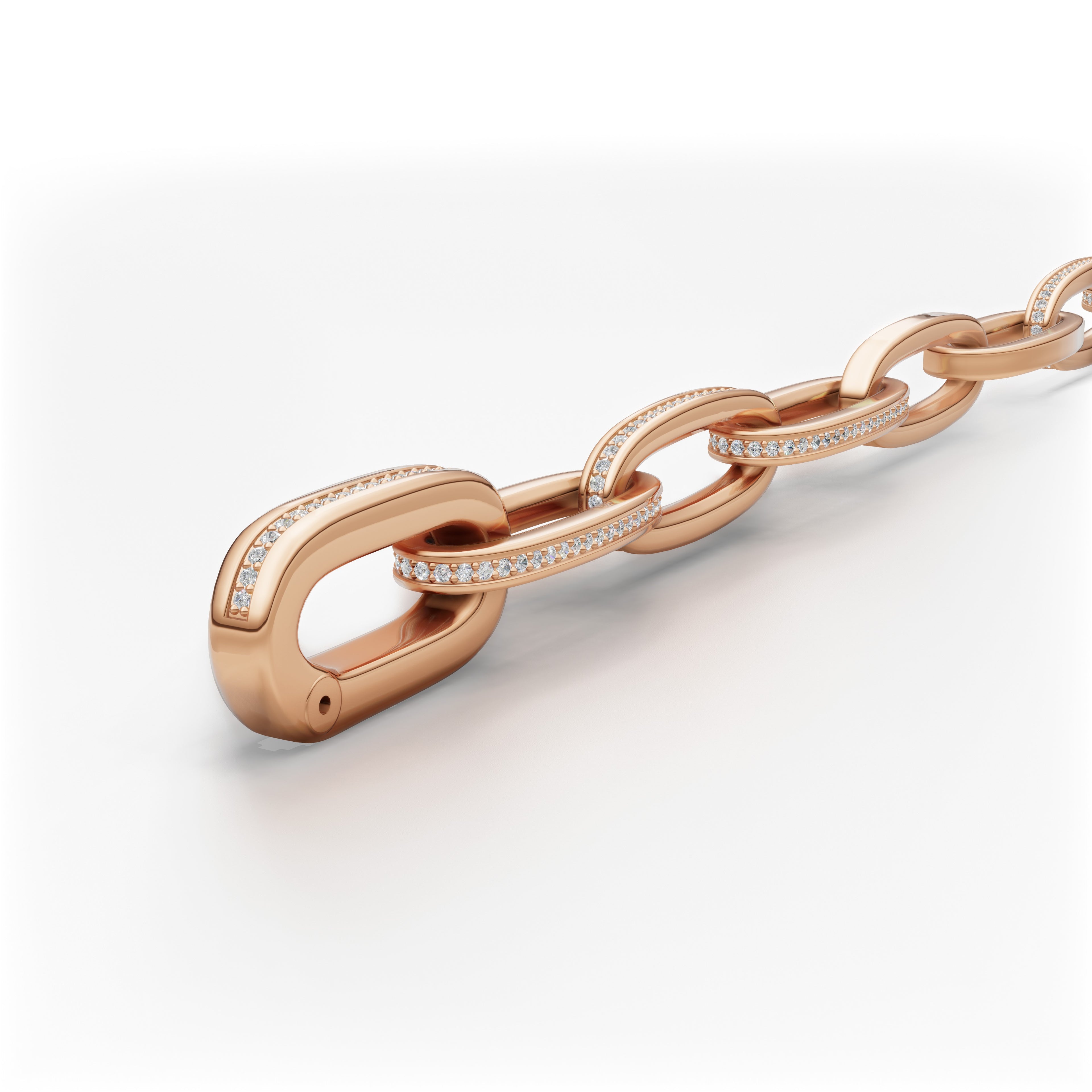 'Diana' Lab Diamond Pavé & High Polish, Semi-set Small Link Bracelet