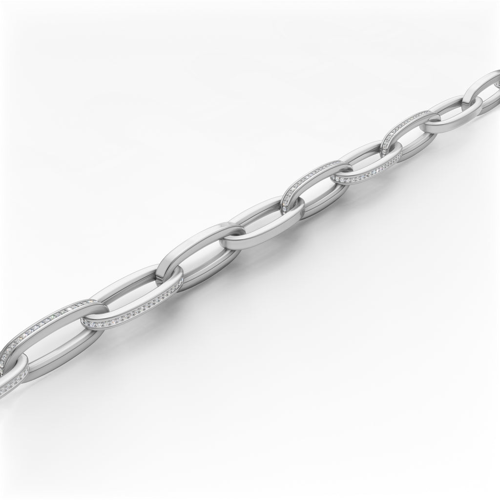 'Diana' Lab Diamond Pavé & High Polish, Semi-set Small Link Bracelet