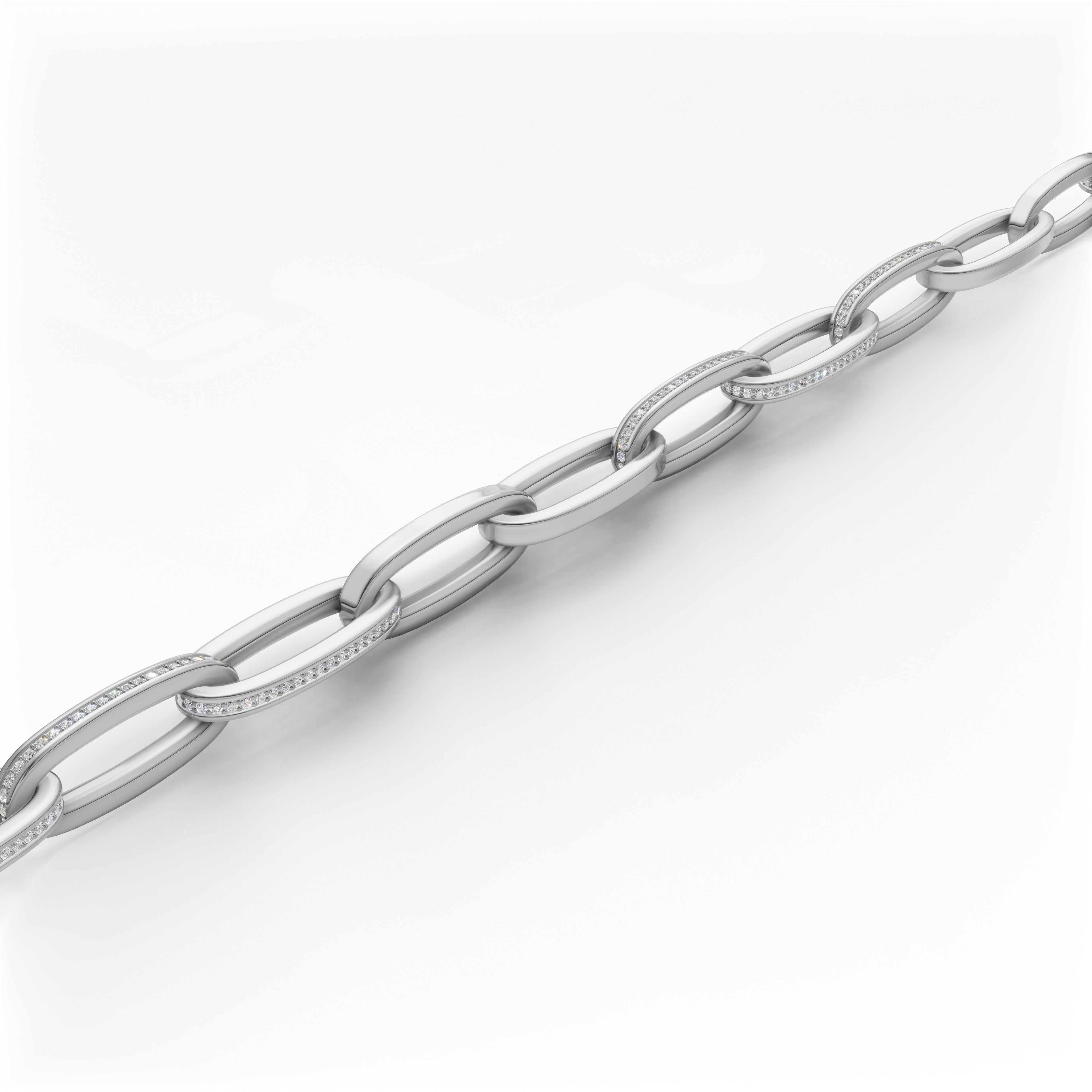 'Diana' Lab Diamond Pavé & High Polish, Semi-set Small Link Bracelet