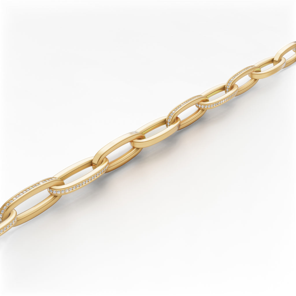 'Diana' Lab Diamond Pavé & High Polish, Semi-set Small Link Bracelet