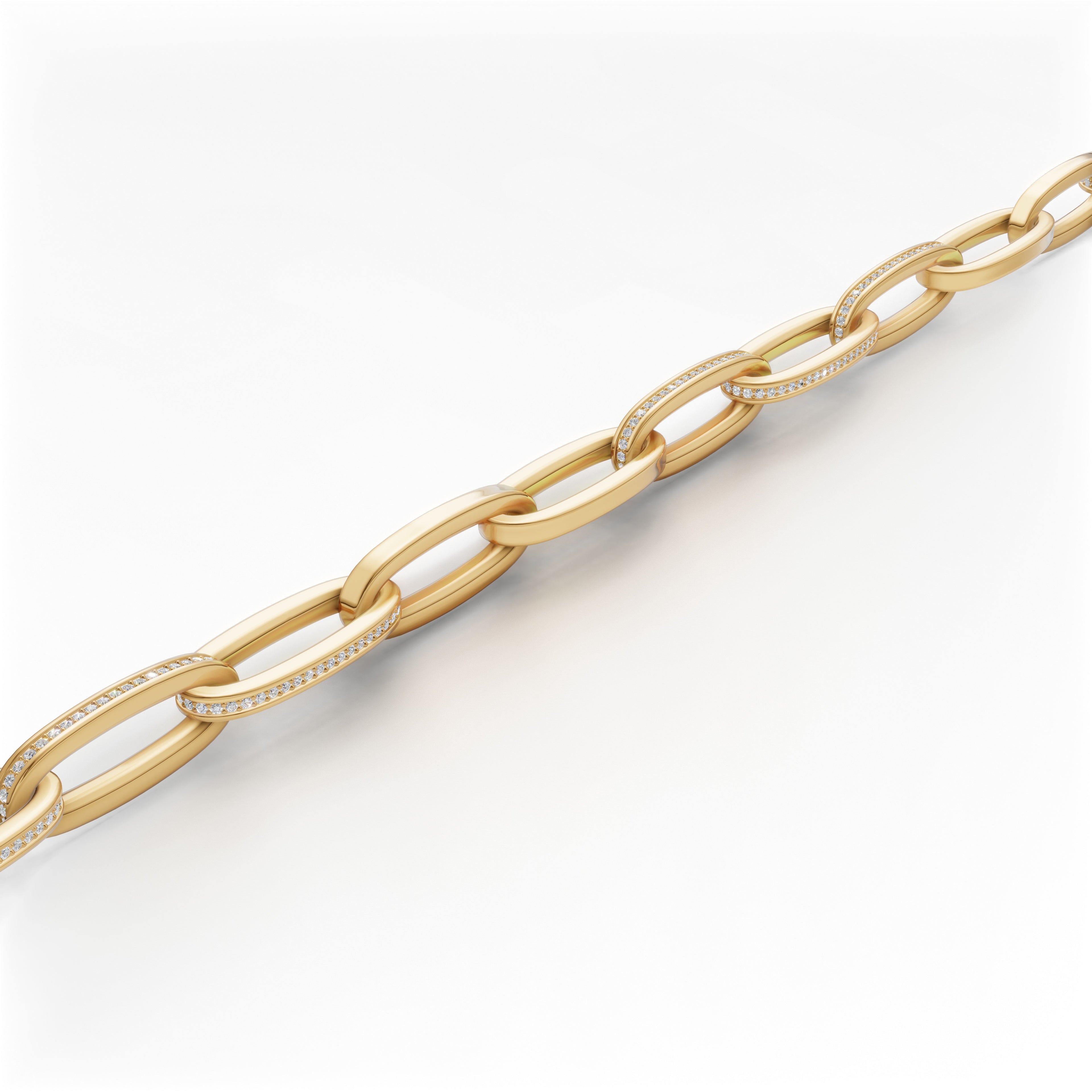 'Diana' Lab Diamond Pavé & High Polish, Semi-set Small Link Bracelet