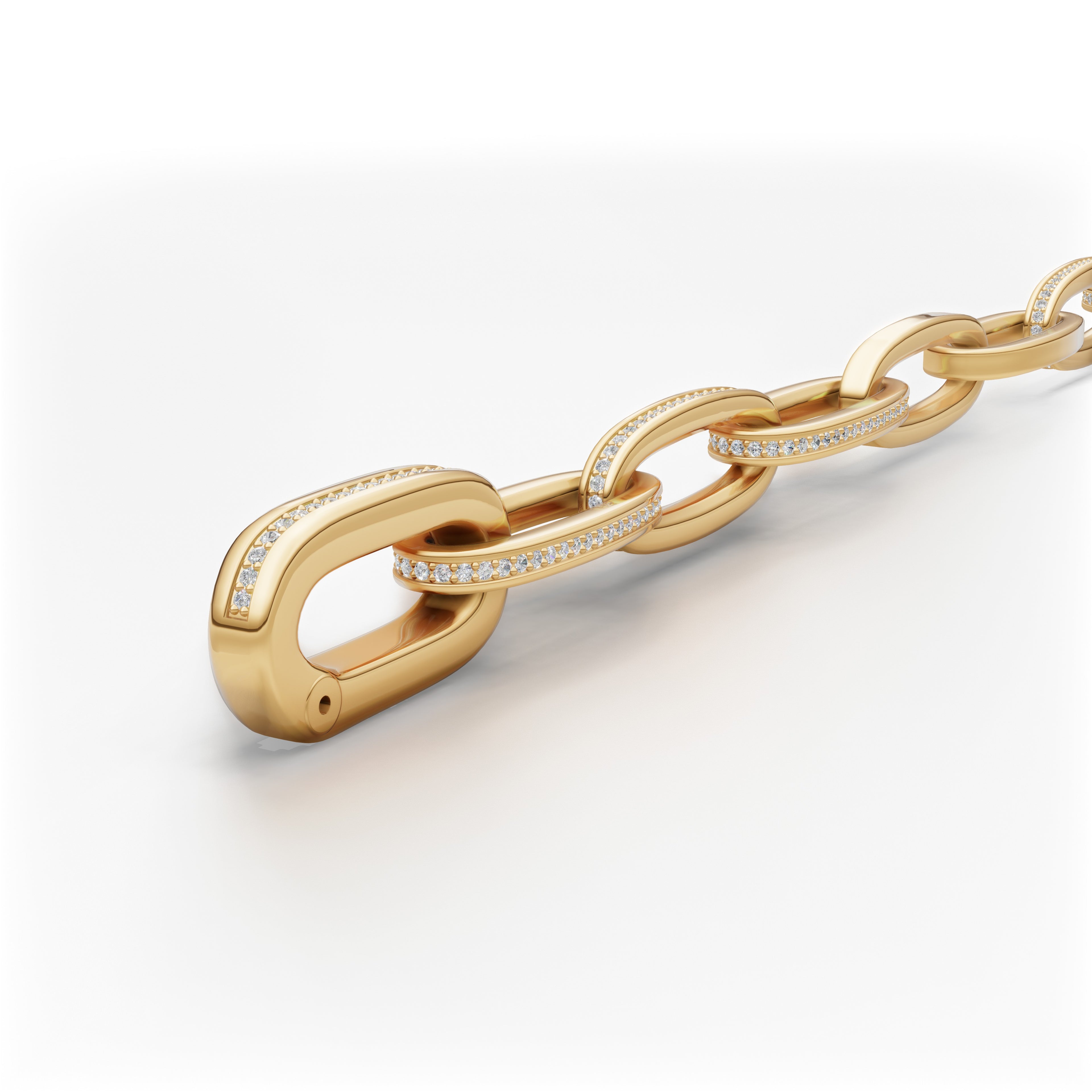 'Diana' Lab Diamond Pavé & High Polish, Semi-set Small Link Bracelet