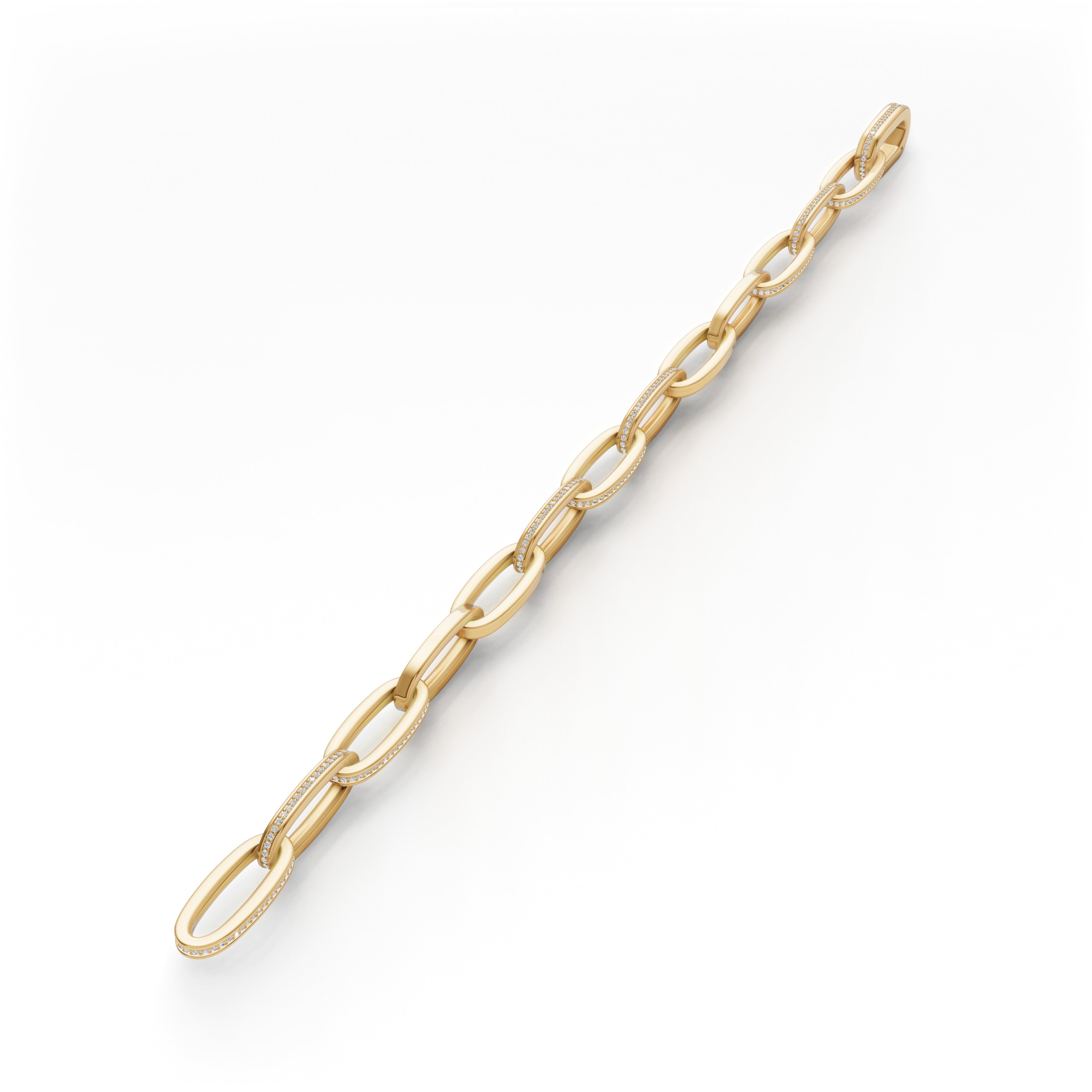 'Diana' Lab Diamond Pavé & High Polish, Semi-set Small Link Bracelet