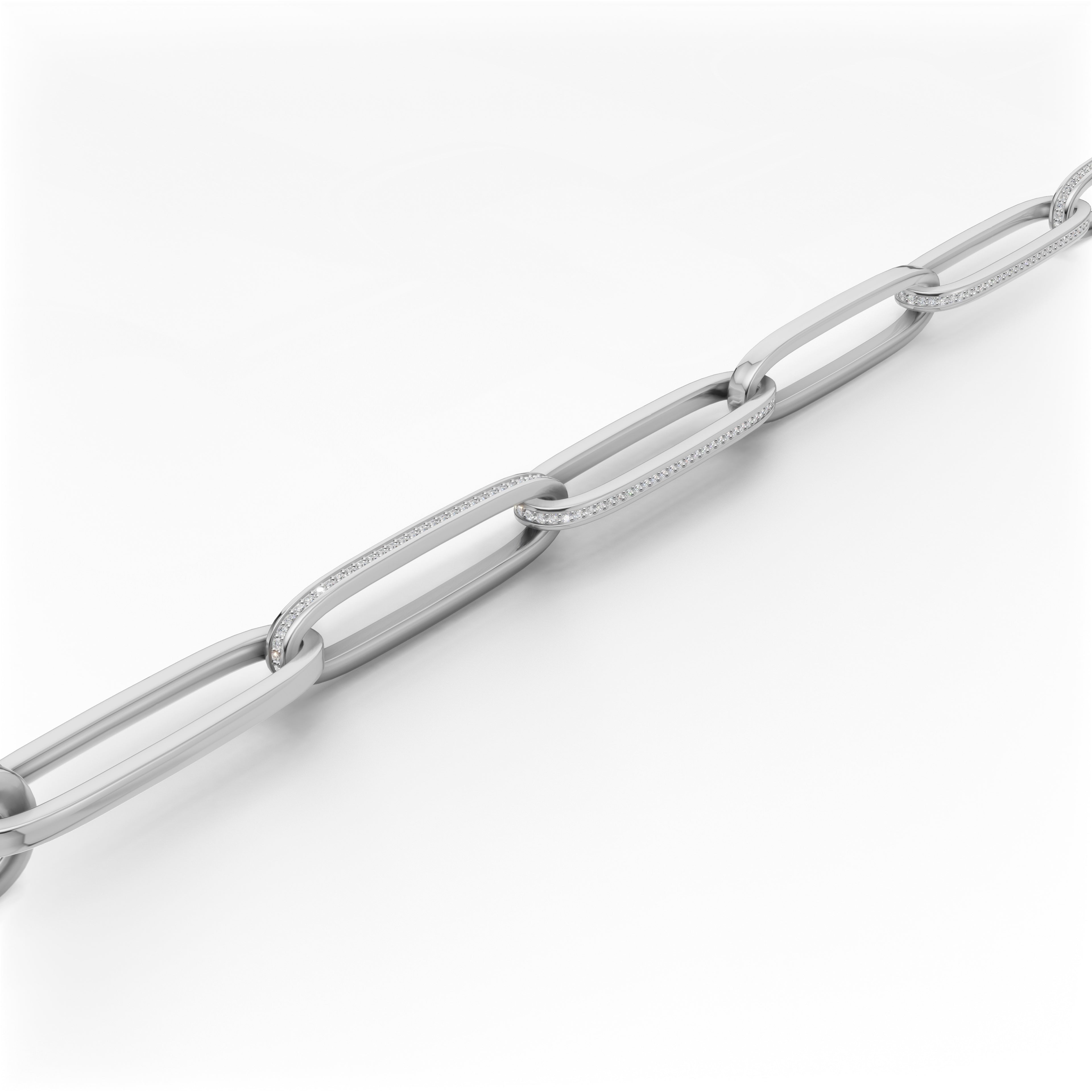 'Diana' Lab Diamond Pavé & High Polish, Semi-set Large Link Bracelet