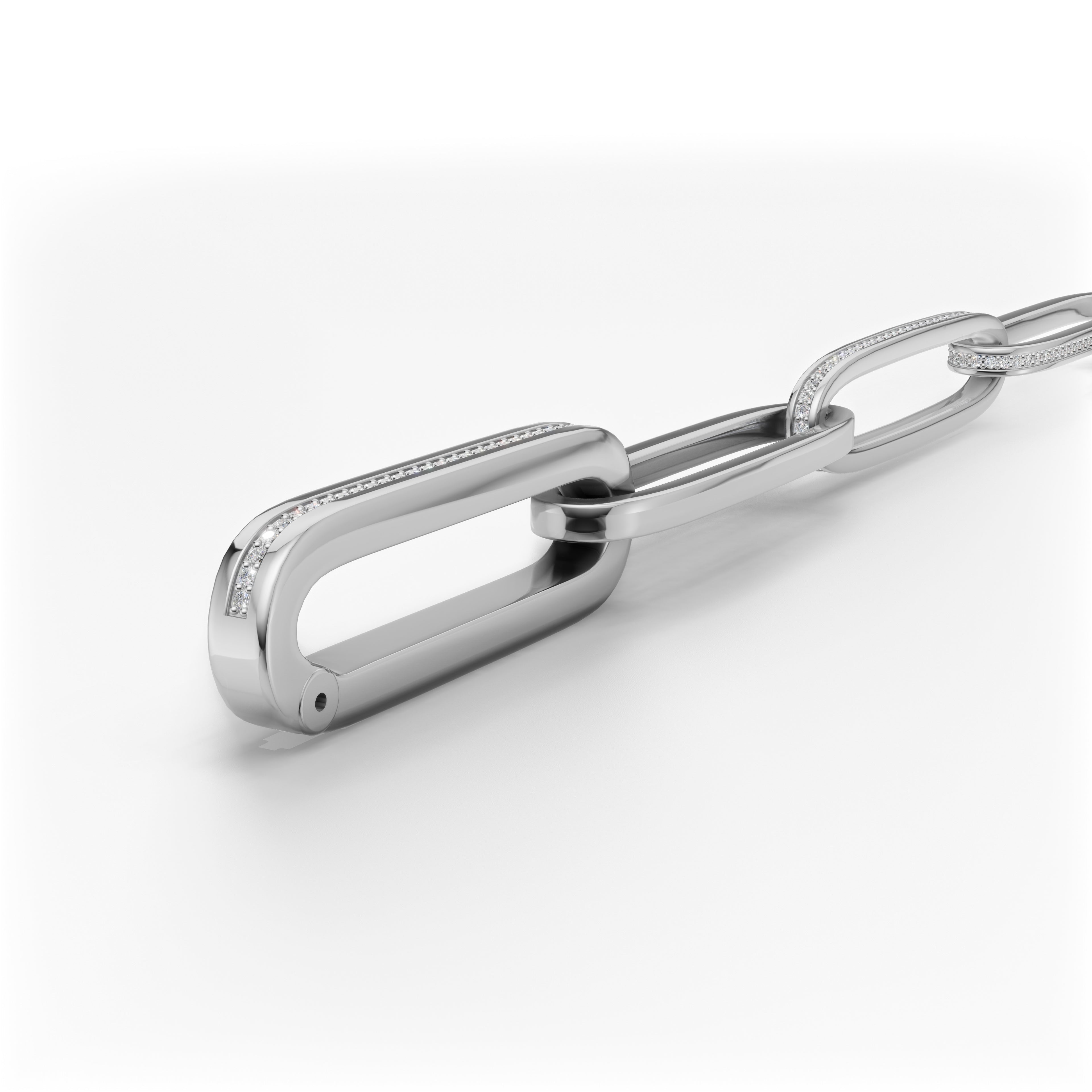 'Diana' Lab Diamond Pavé & High Polish, Semi-set Large Link Bracelet