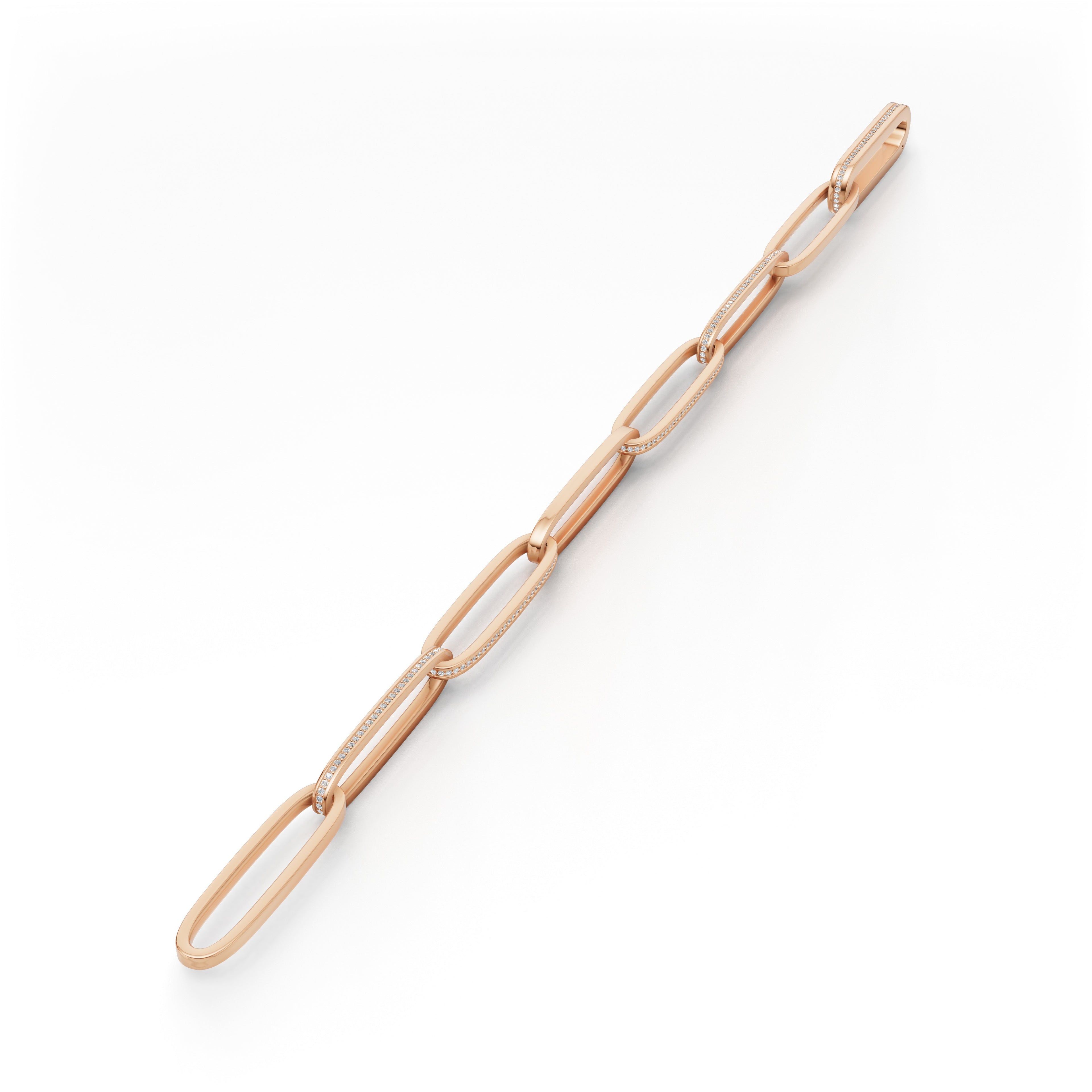 'Diana' Lab Diamond Pavé & High Polish, Semi-set Large Link Bracelet