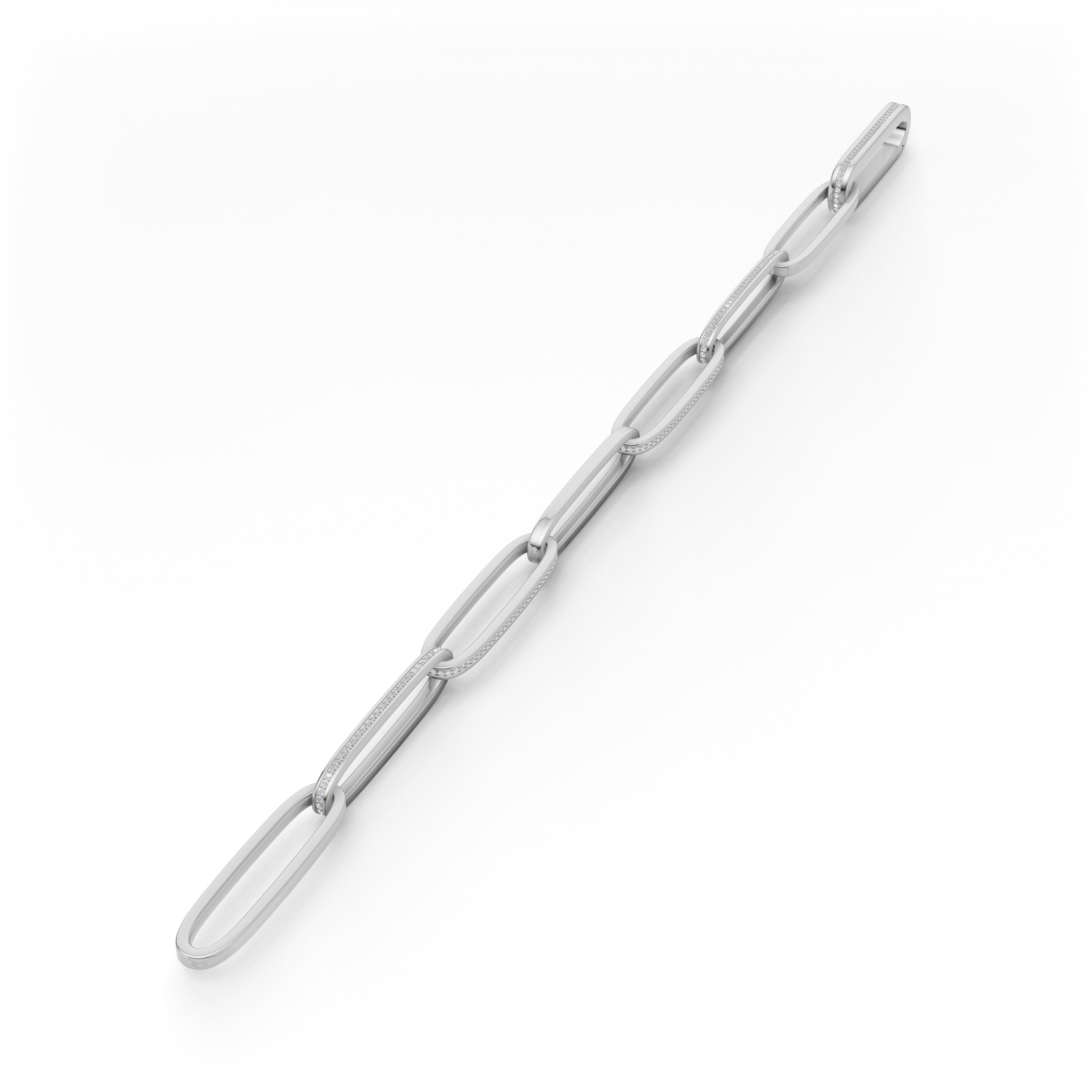 'Diana' Lab Diamond Pavé & High Polish, Semi-set Large Link Bracelet