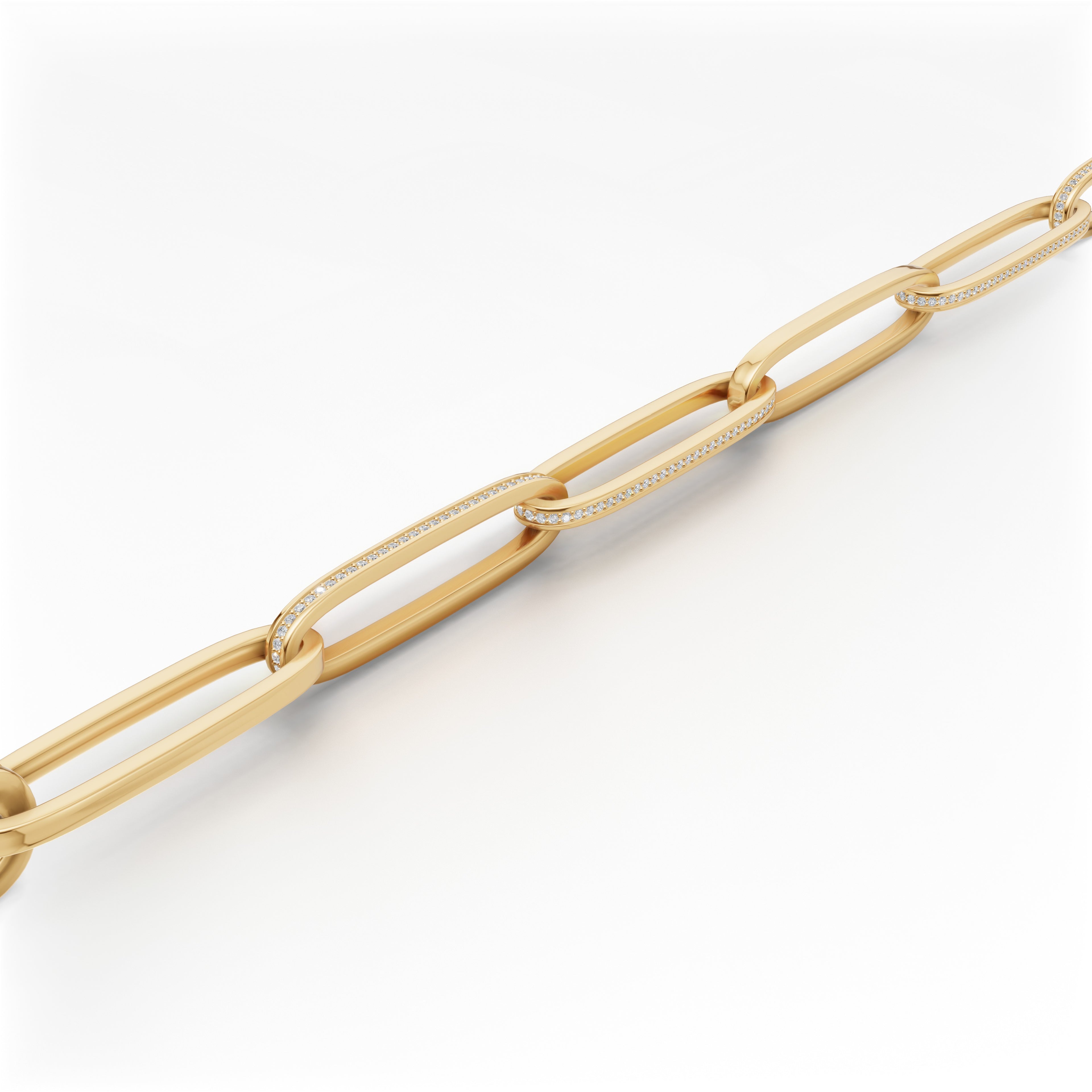 'Diana' Lab Diamond Pavé & High Polish, Semi-set Large Link Bracelet