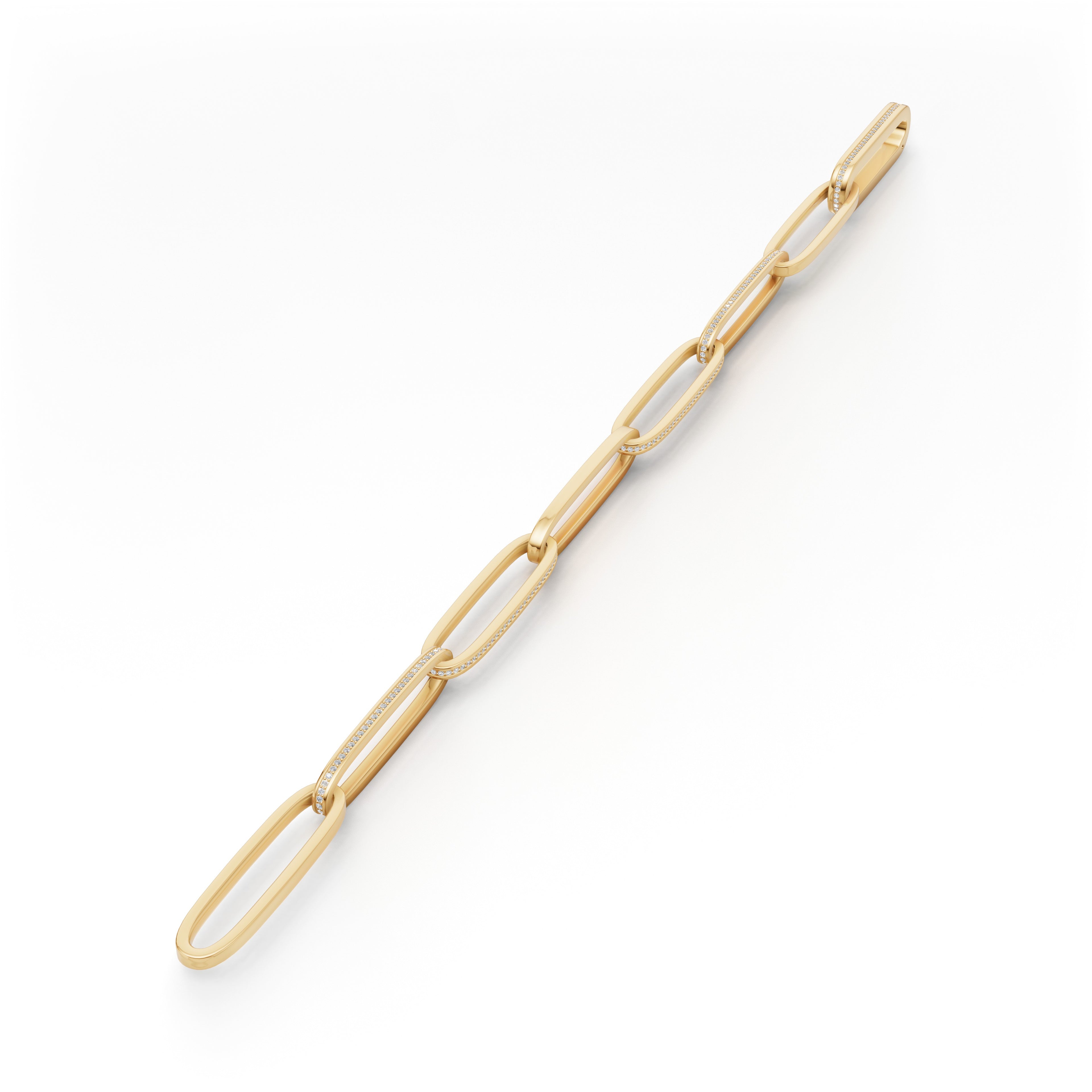 'Diana' Lab Diamond Pavé & High Polish, Semi-set Large Link Bracelet