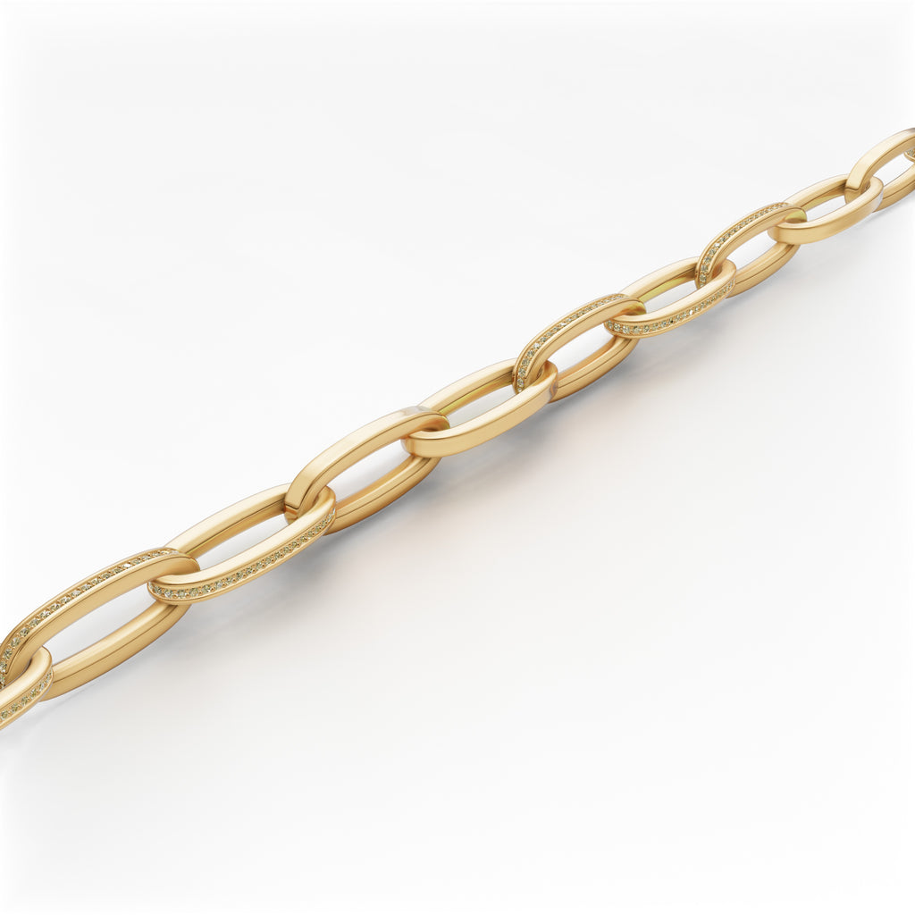 'Diana' Fancy Champagne Natural Diamond Pavé & High Polish, Semi-set Small Link Bracelet