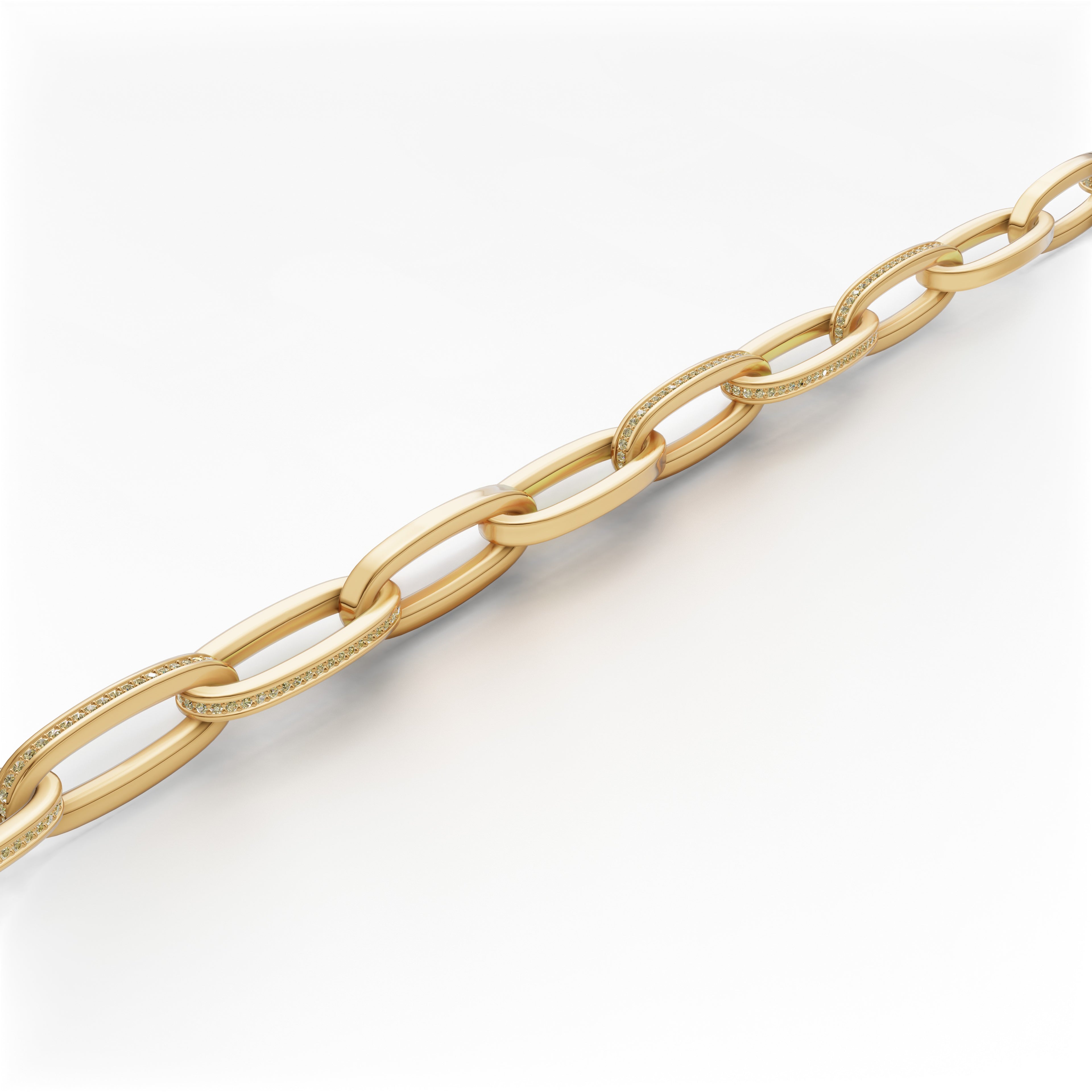 'Diana' Fancy Champagne Natural Diamond Pavé & High Polish, Semi-set Small Link Bracelet