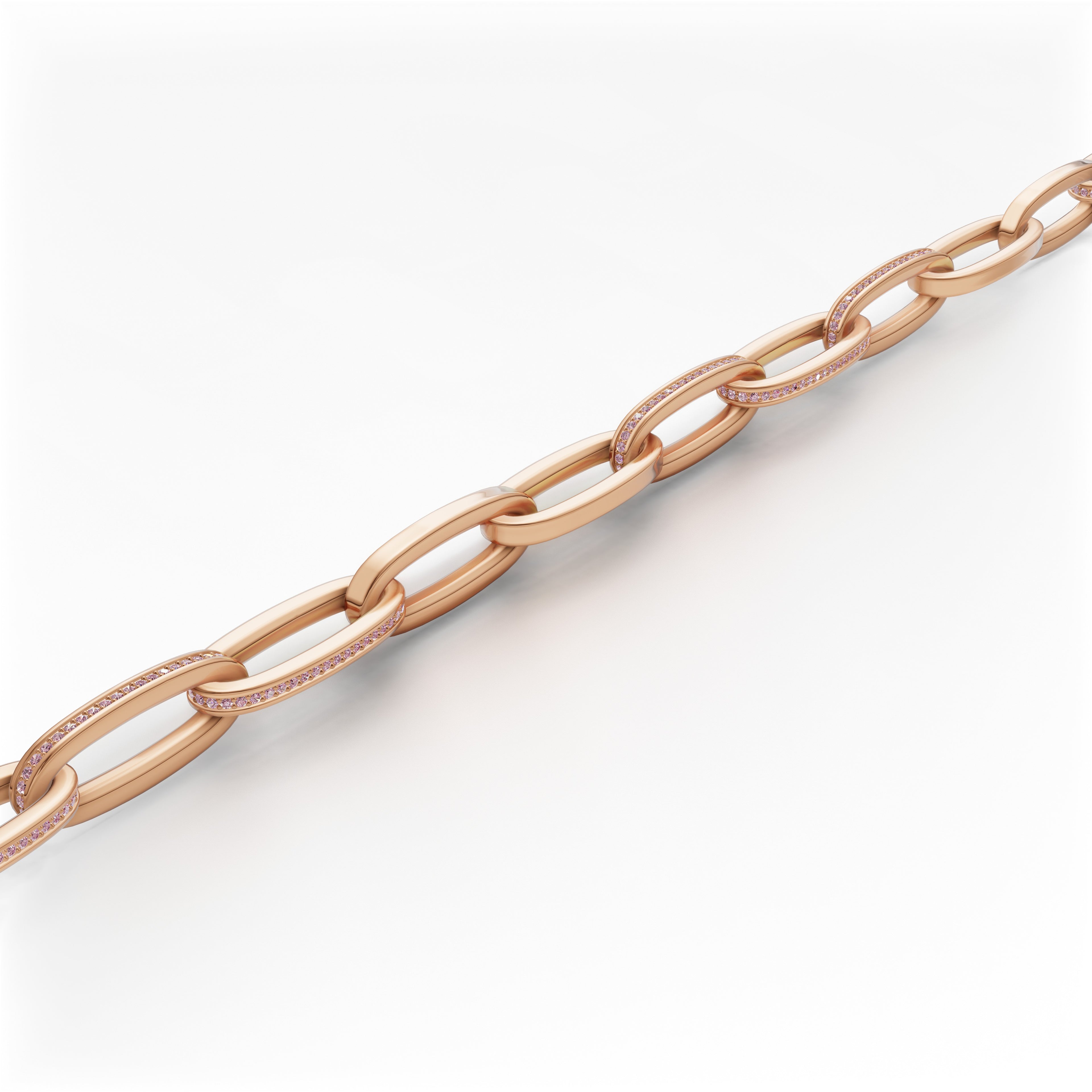 'Diana' Fancy Intense Pink Lab Diamond Pavé & High Polish, Semi-set Small Link Bracelet