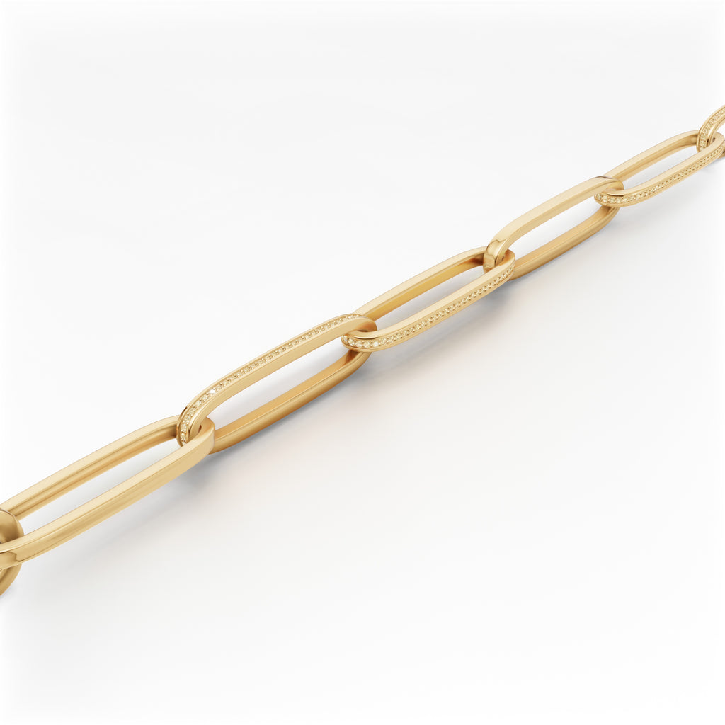 'Diana' Fancy Champagne Natural Diamond Pavé & High Polish, Semi-set Large Link Bracelet