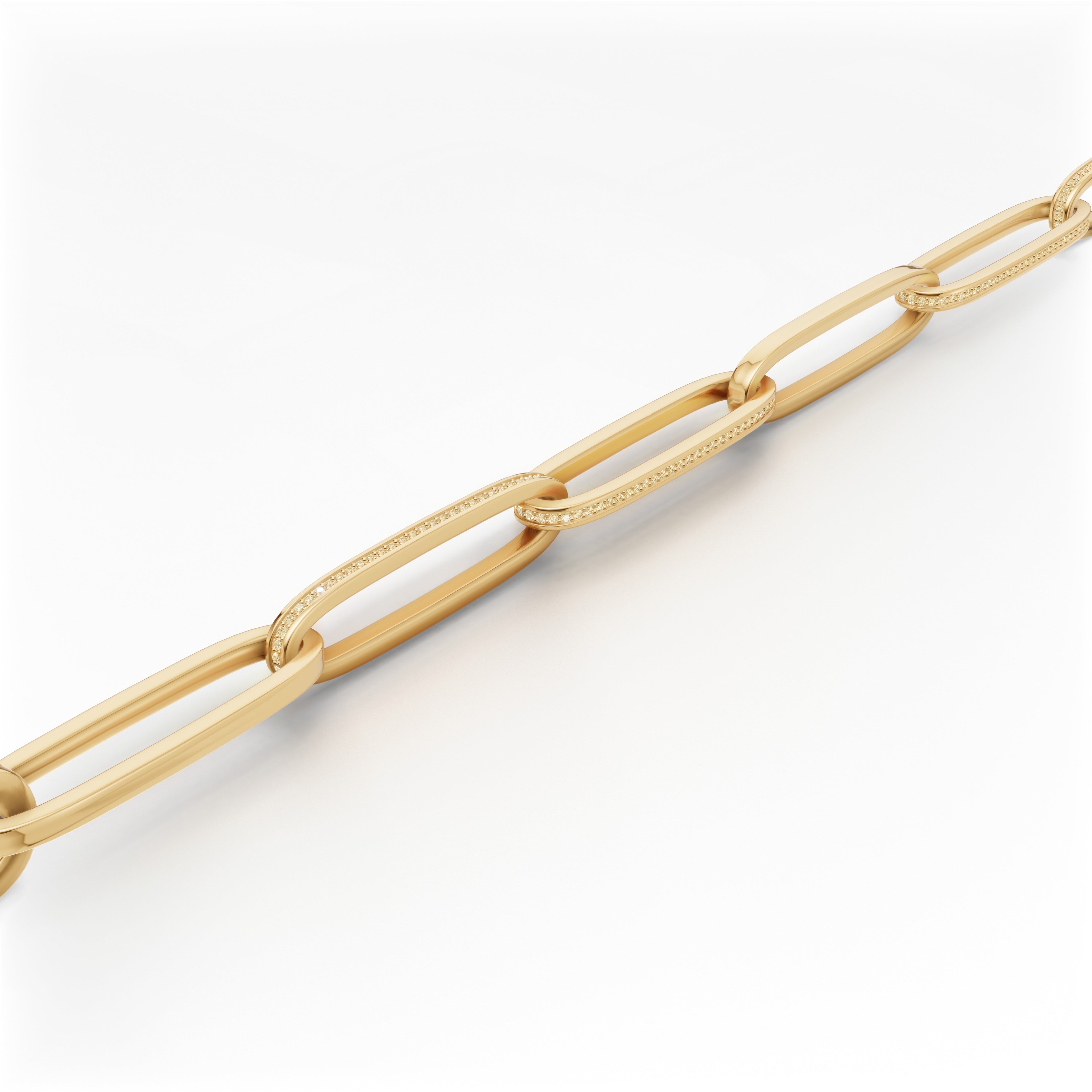 'Diana' Fancy Champagne Natural Diamond Pavé & High Polish, Semi-set Large Link Bracelet