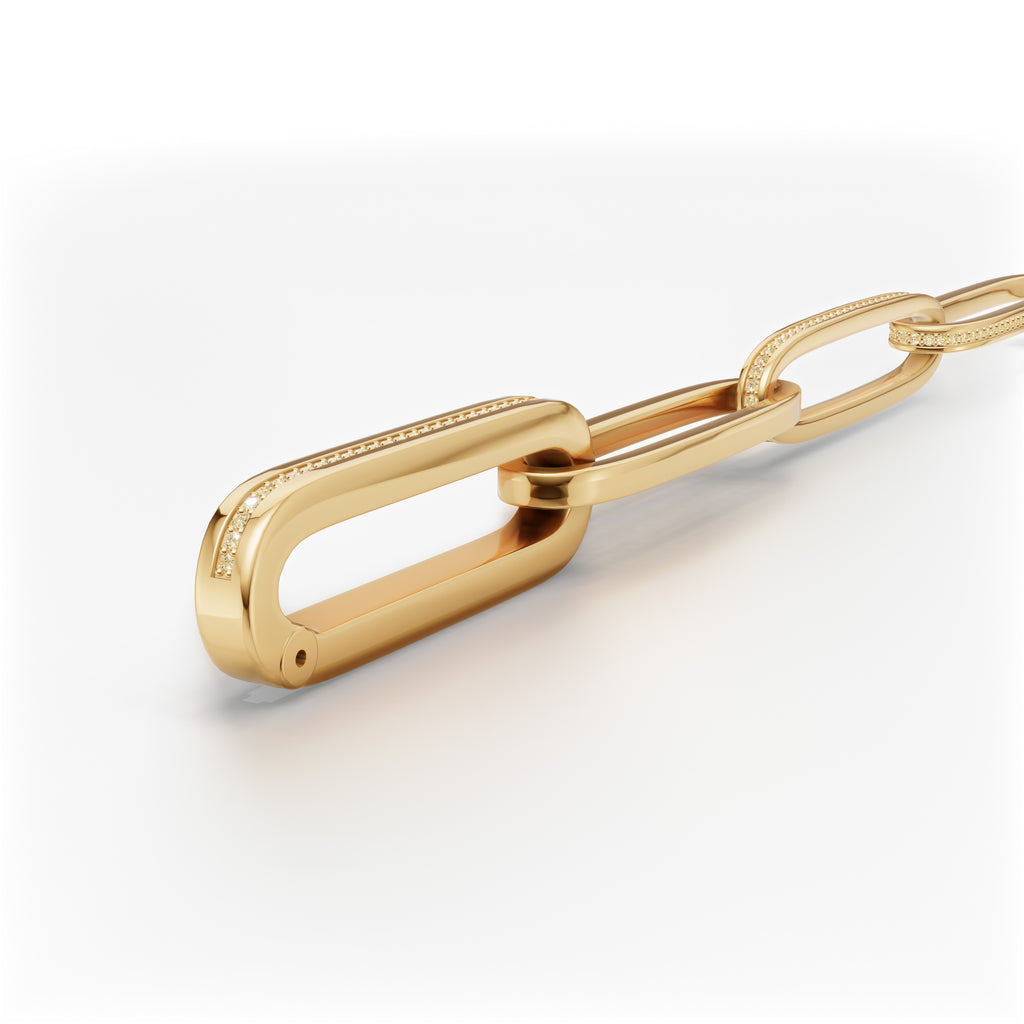 'Diana' Fancy Champagne Natural Diamond Pavé & High Polish, Semi-set Large Link Bracelet