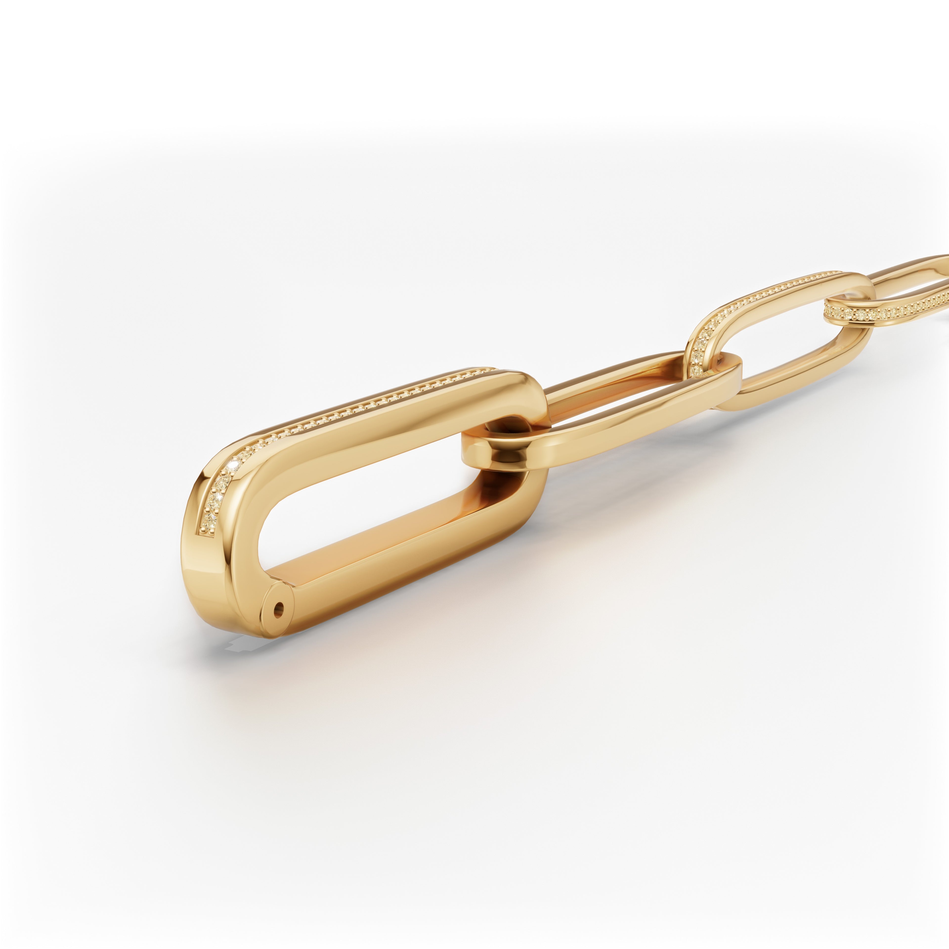 'Diana' Fancy Champagne Natural Diamond Pavé & High Polish, Semi-set Large Link Bracelet