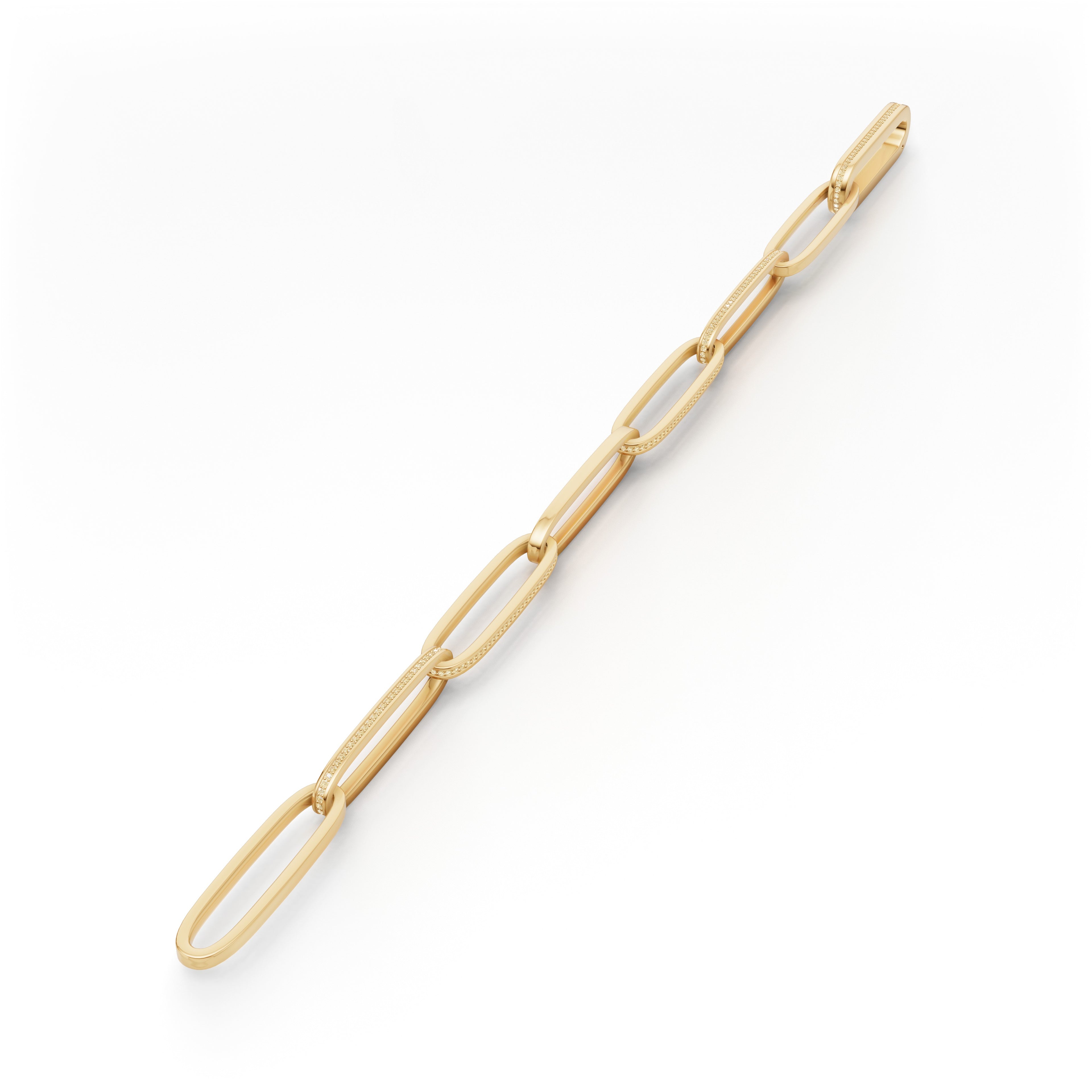 'Diana' Fancy Champagne Natural Diamond Pavé & High Polish, Semi-set Large Link Bracelet