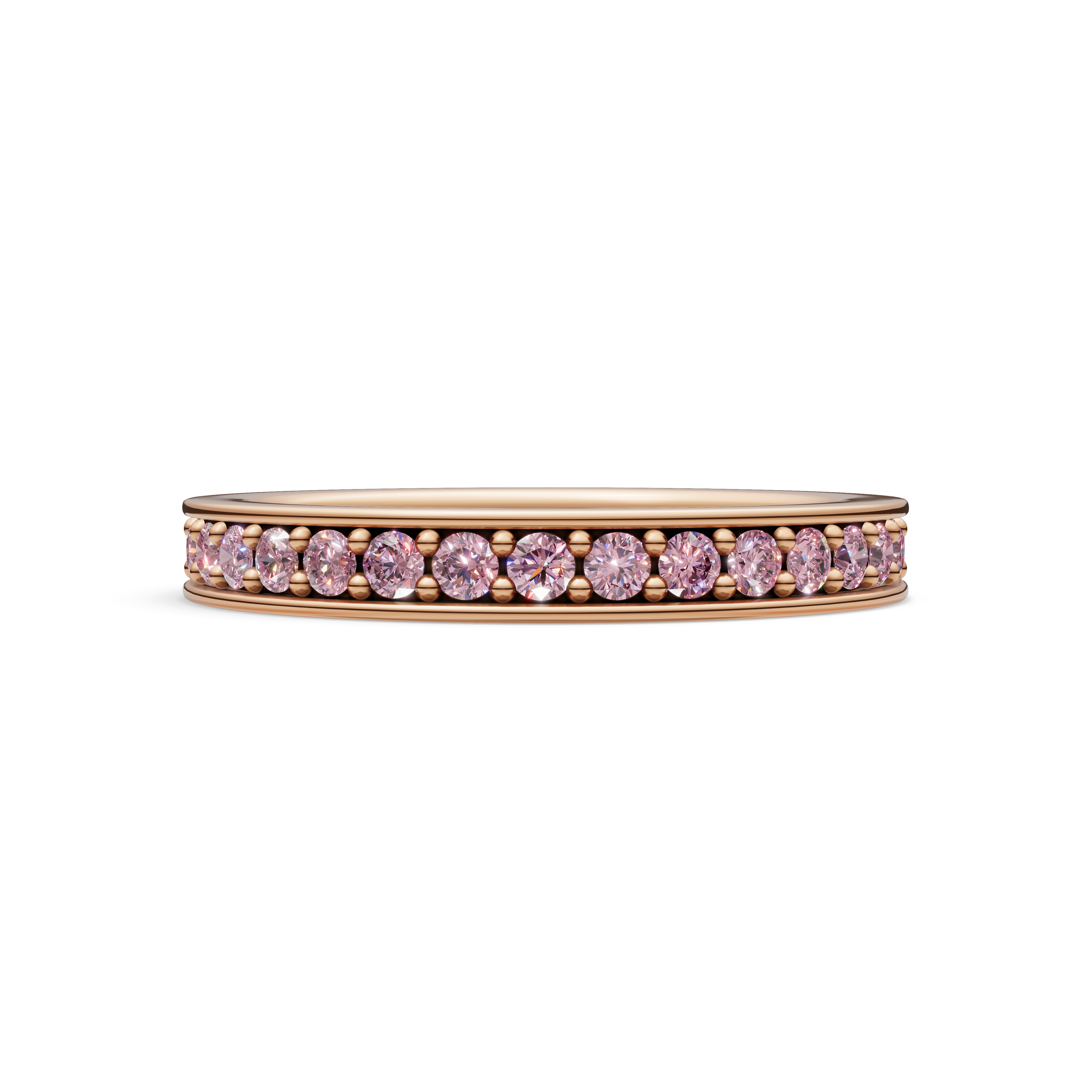 'Diana' Fancy Intense Pink Lab Diamond Pavé, Eternity Band