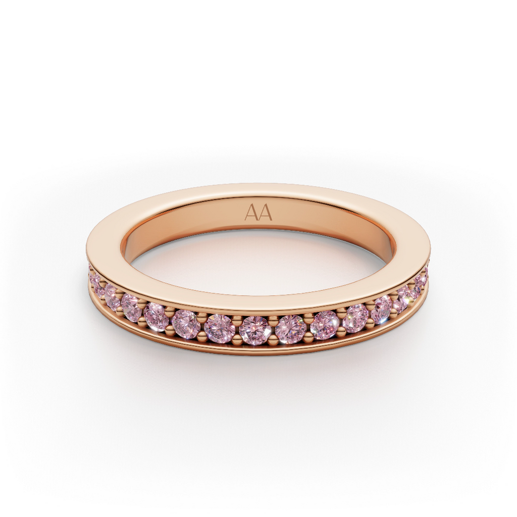 'Diana' Fancy Intense Pink Lab Diamond Pavé, Eternity Band