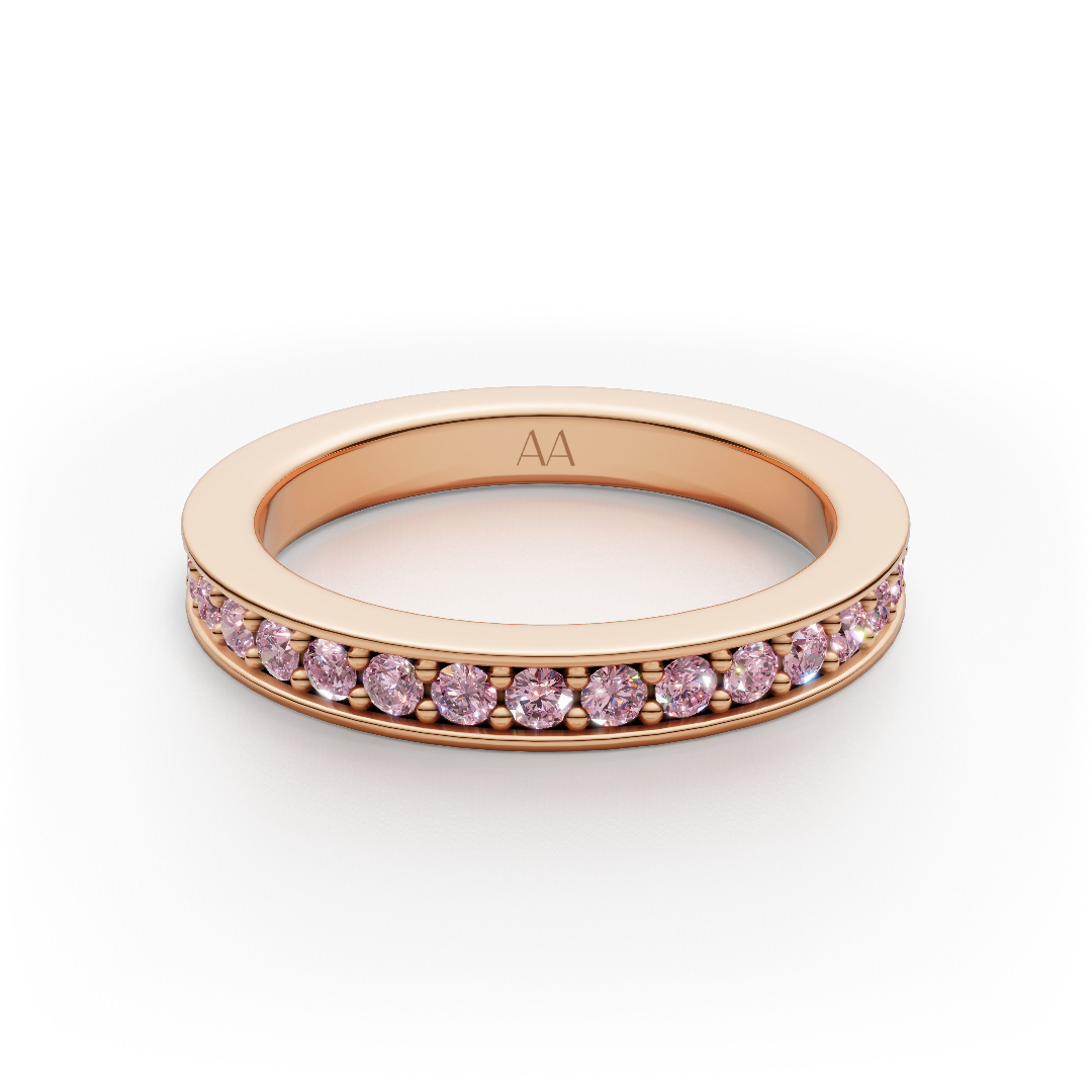 'Diana' Fancy Intense Pink Lab Diamond Pavé, Eternity Band