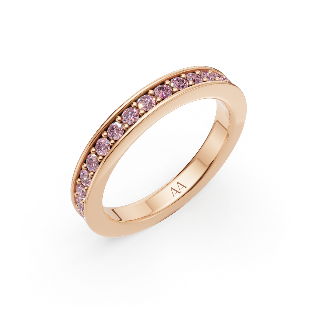 'Diana' Fancy Intense Pink Lab Diamond Pavé, Eternity Band