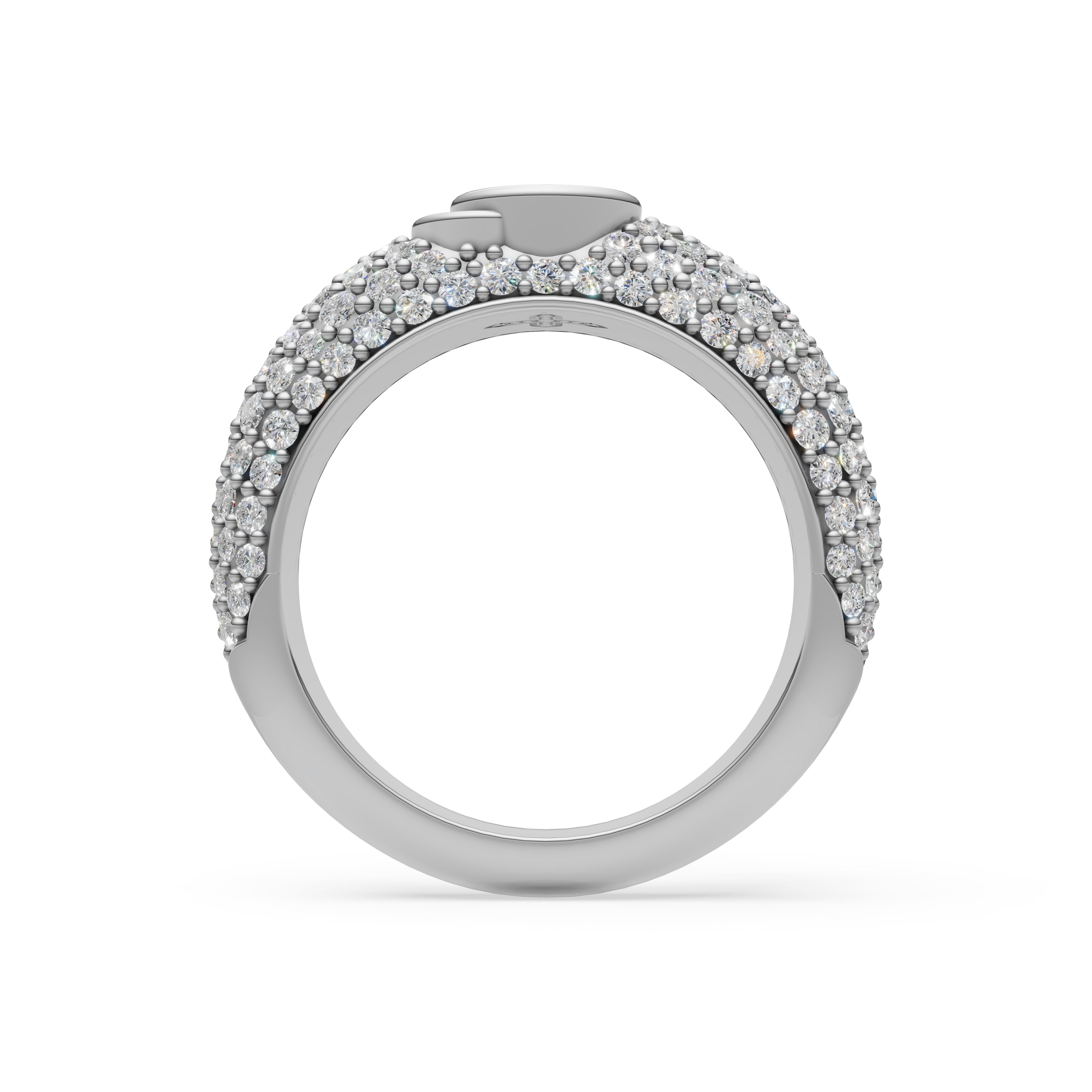 'Artemis' Dome Bombé Lab Diamond Round Brilliant Cut & Pavé Ring