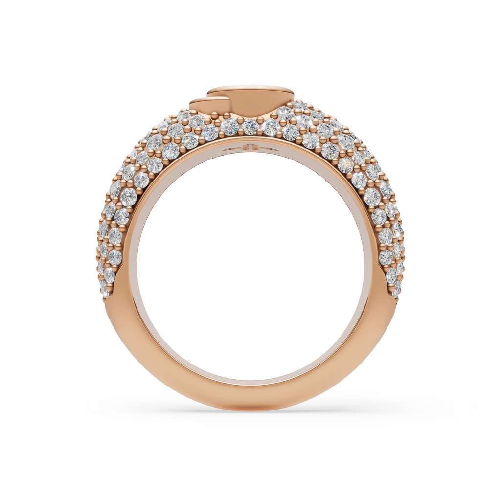'Artemis' Dome Bombé Lab Diamond Round Brilliant Cut & Pavé Ring