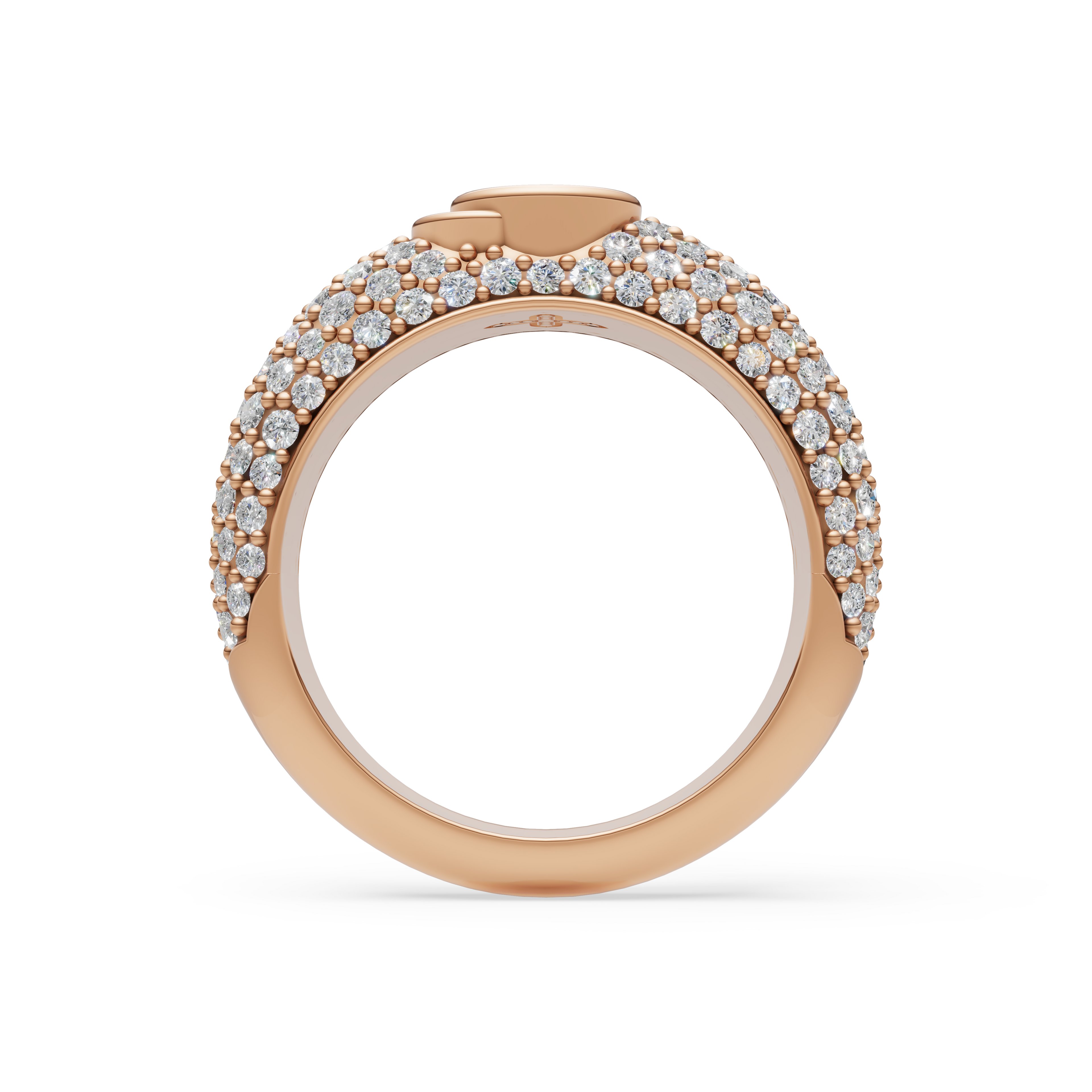 'Artemis' Dome Bombé Lab Diamond Round Brilliant Cut & Pavé Ring