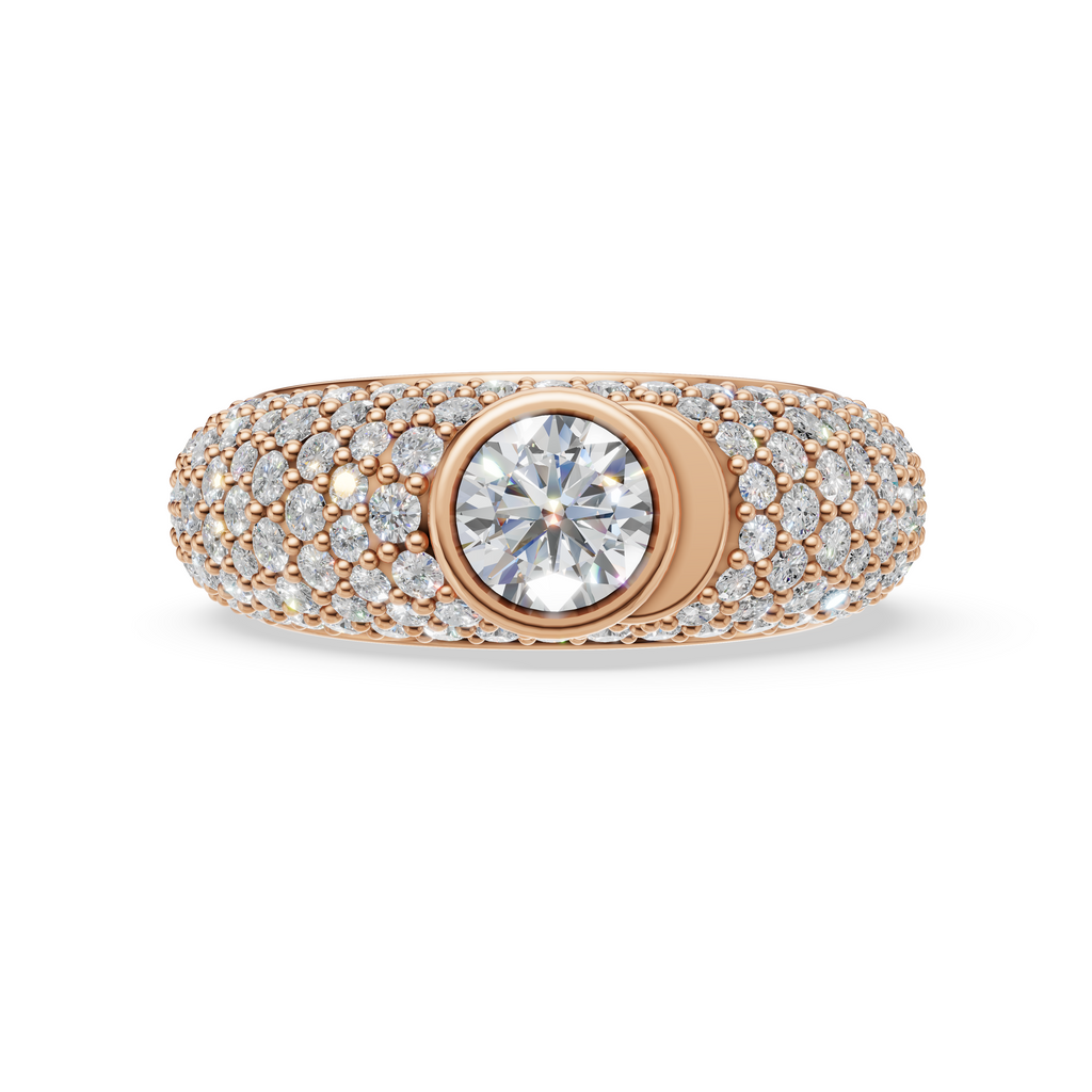 'Artemis' Dome Bombé Lab Diamond Round Brilliant Cut & Pavé Ring